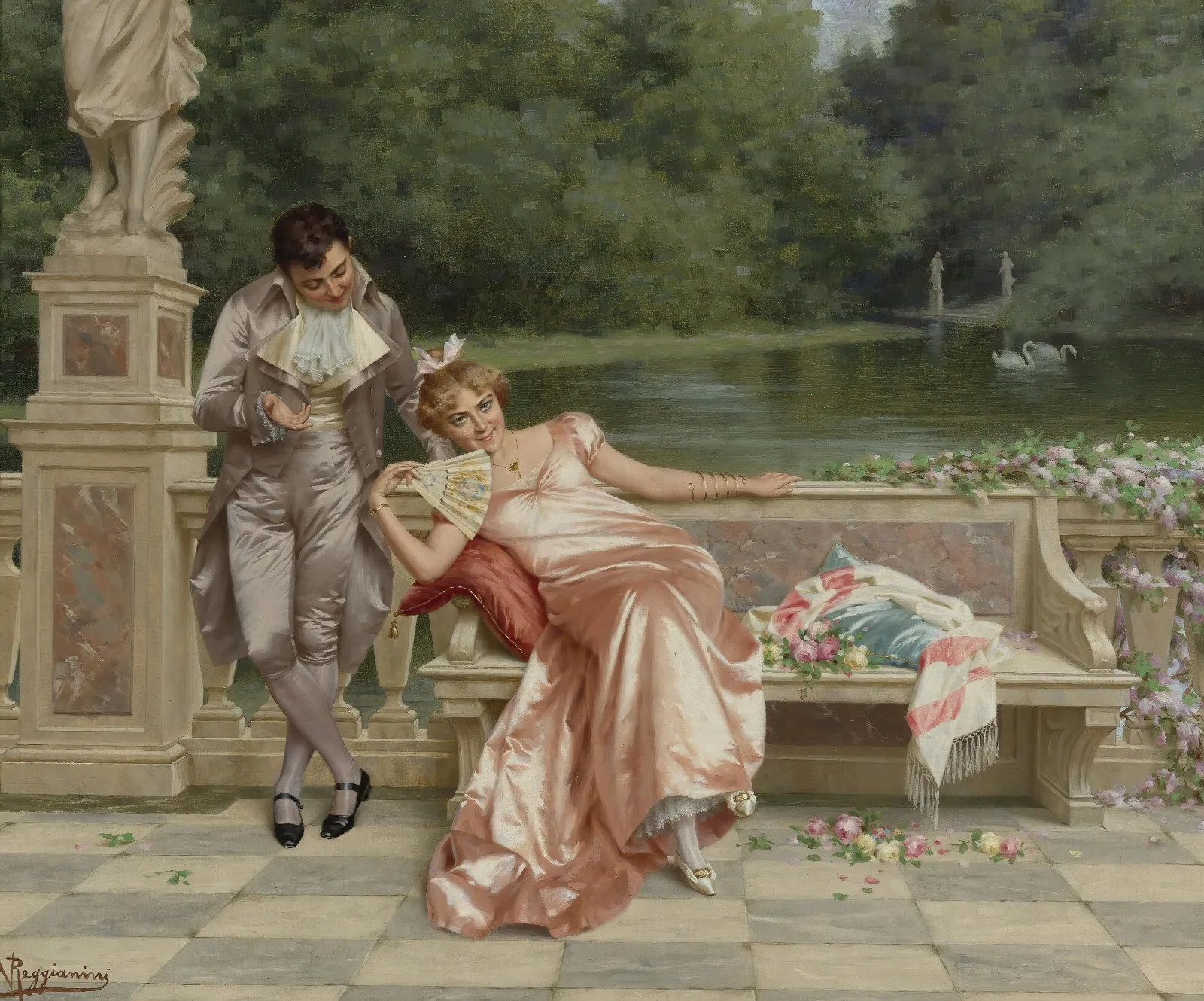 The Flirtation 3 Wall Art by Vittorio Reggianini - Canvas Print