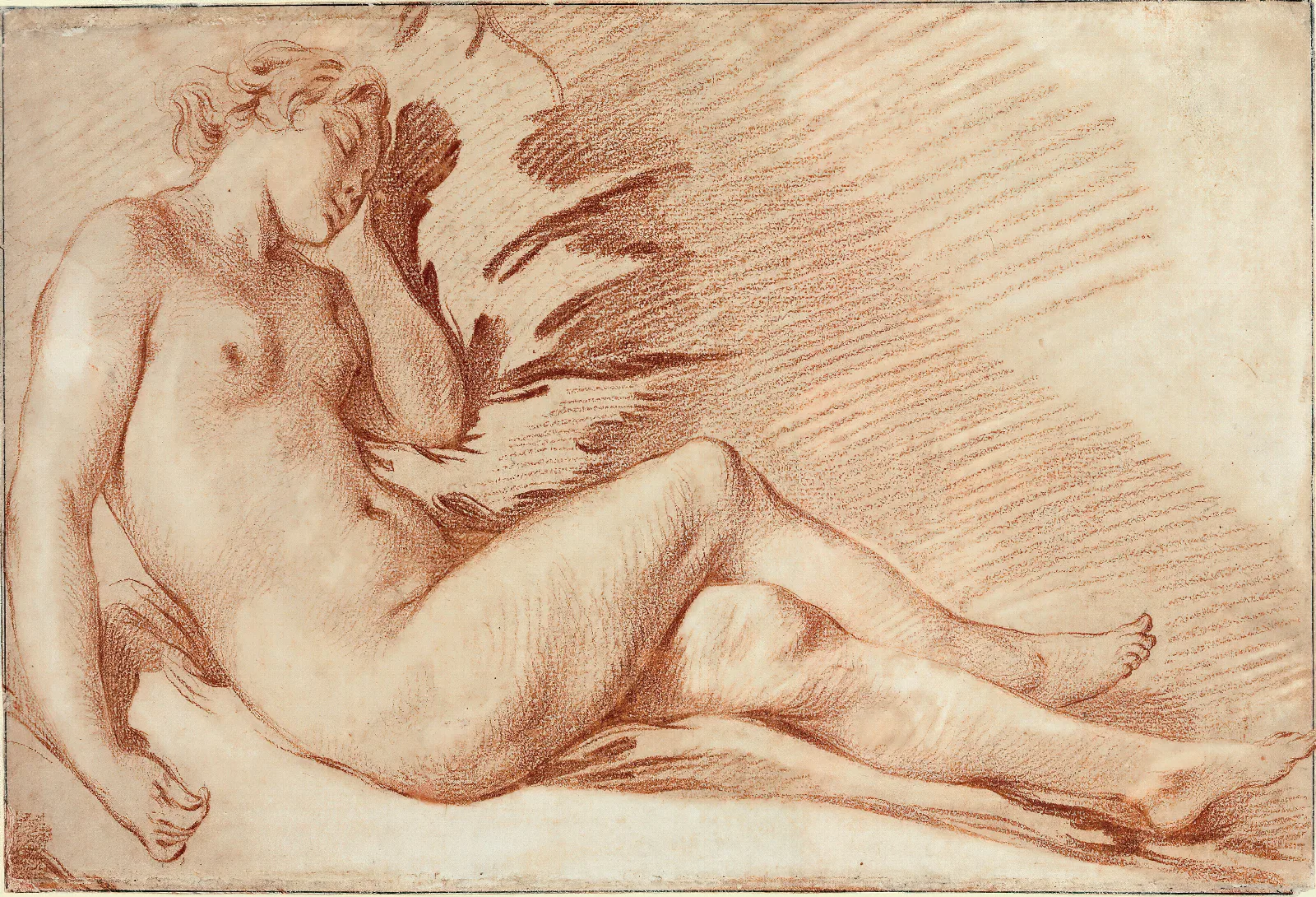 A Reclining Female Nude Wall Art by François Boucher - Canvas Print