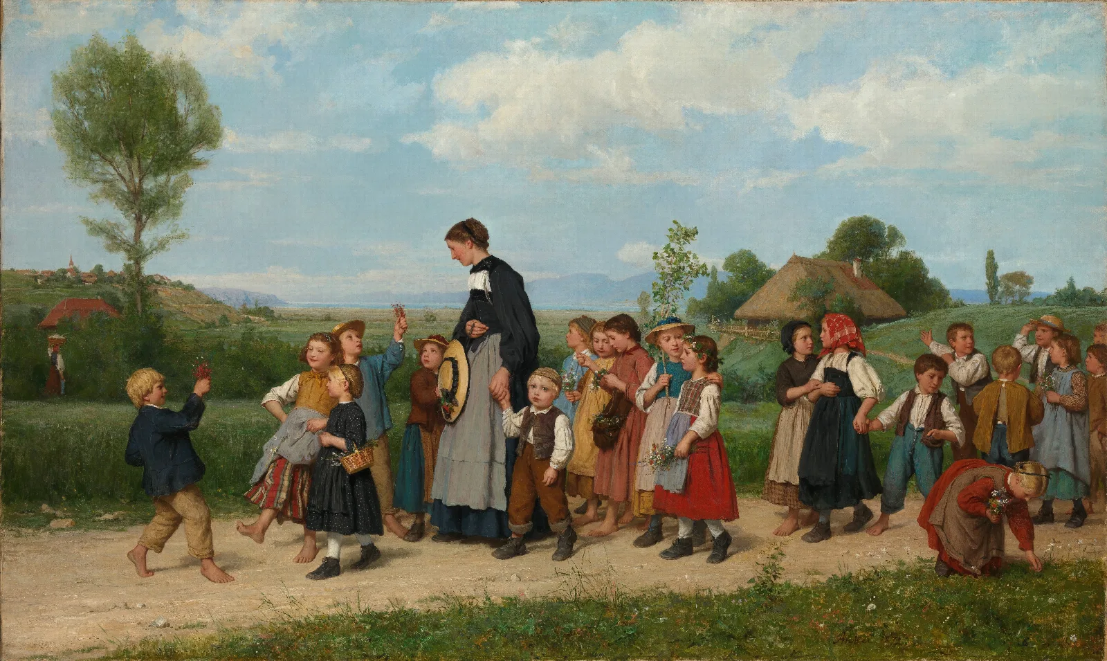 The School Walk 2 Wall Art by Albert Anker - Canvas Print