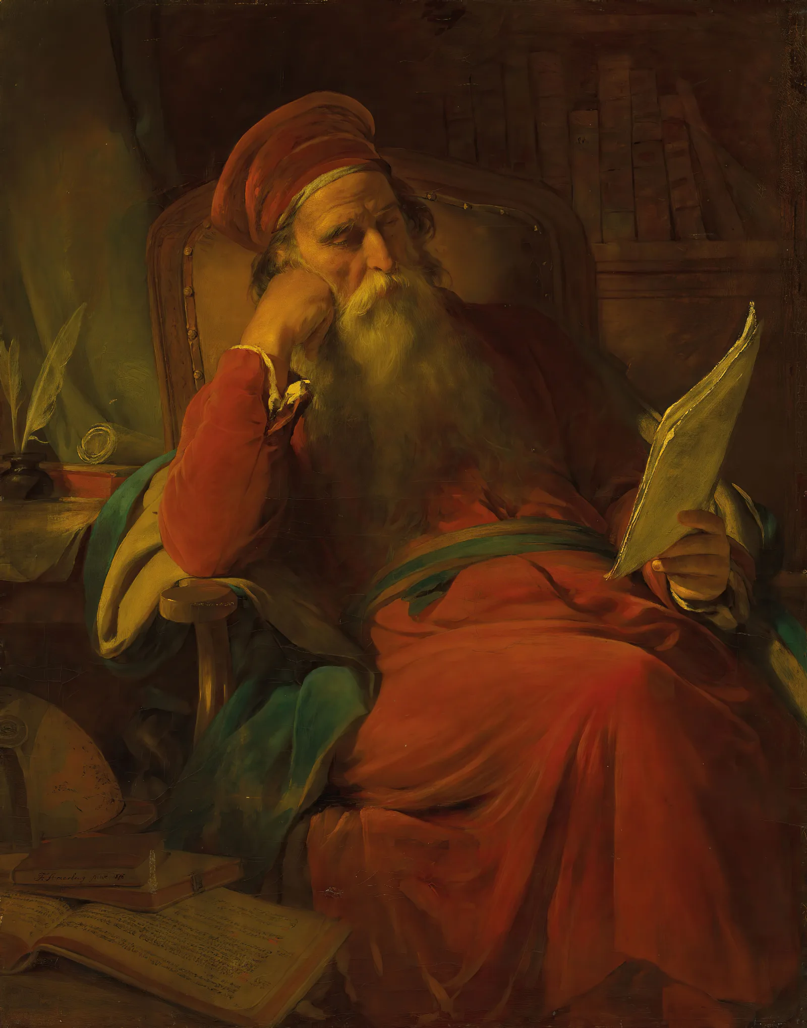 Scholar In His Study Wall Art by Friedrich von Amerling - Canvas Print