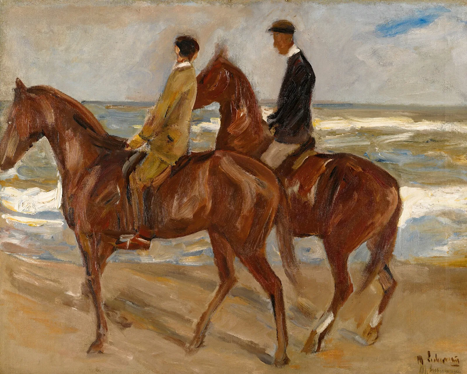 Two Riders On The Beach Wall Art by Max Liebermann - Canvas Print