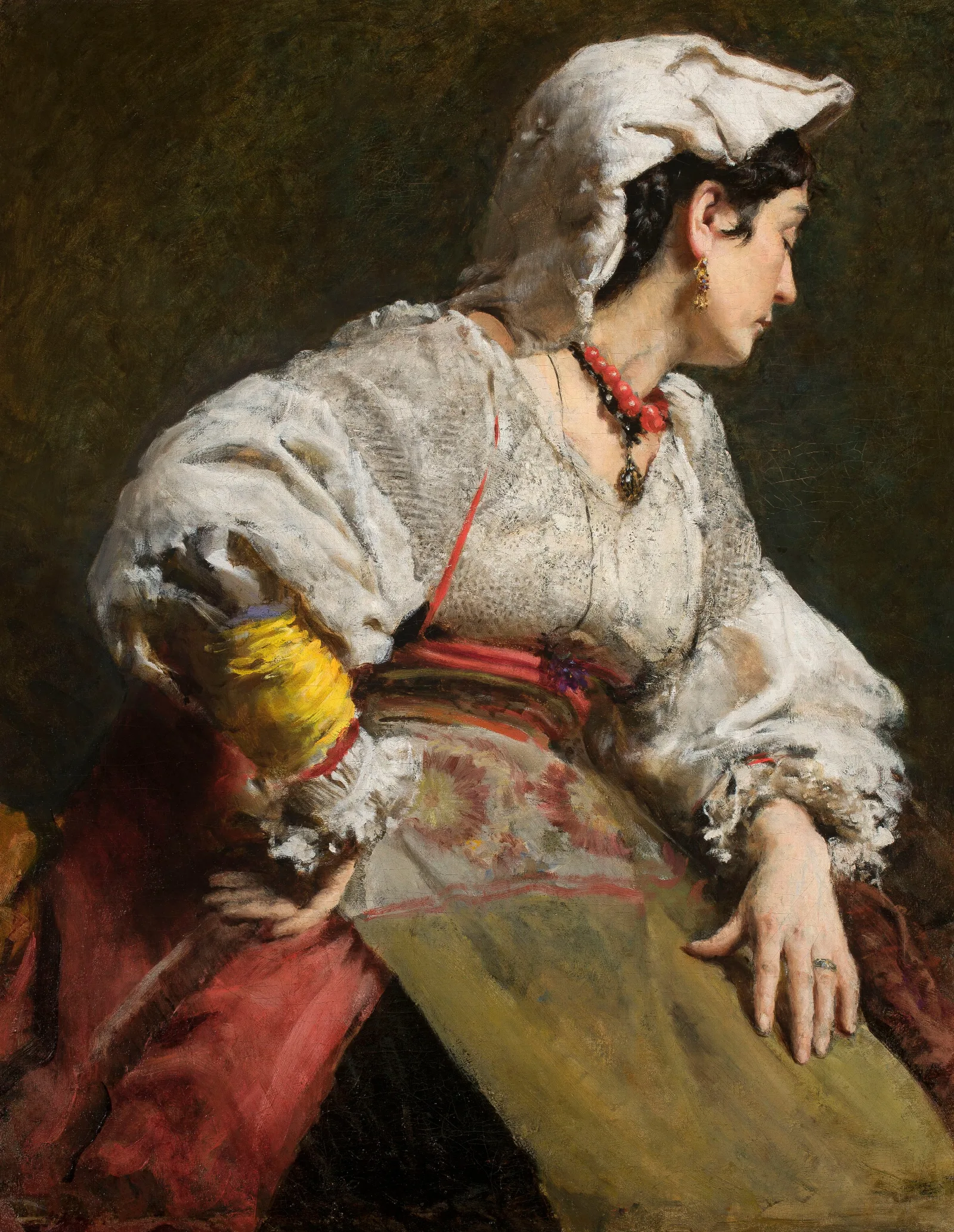 Study Of An Italian Woman Wall Art by Leon Wyczółkowski - Canvas Print