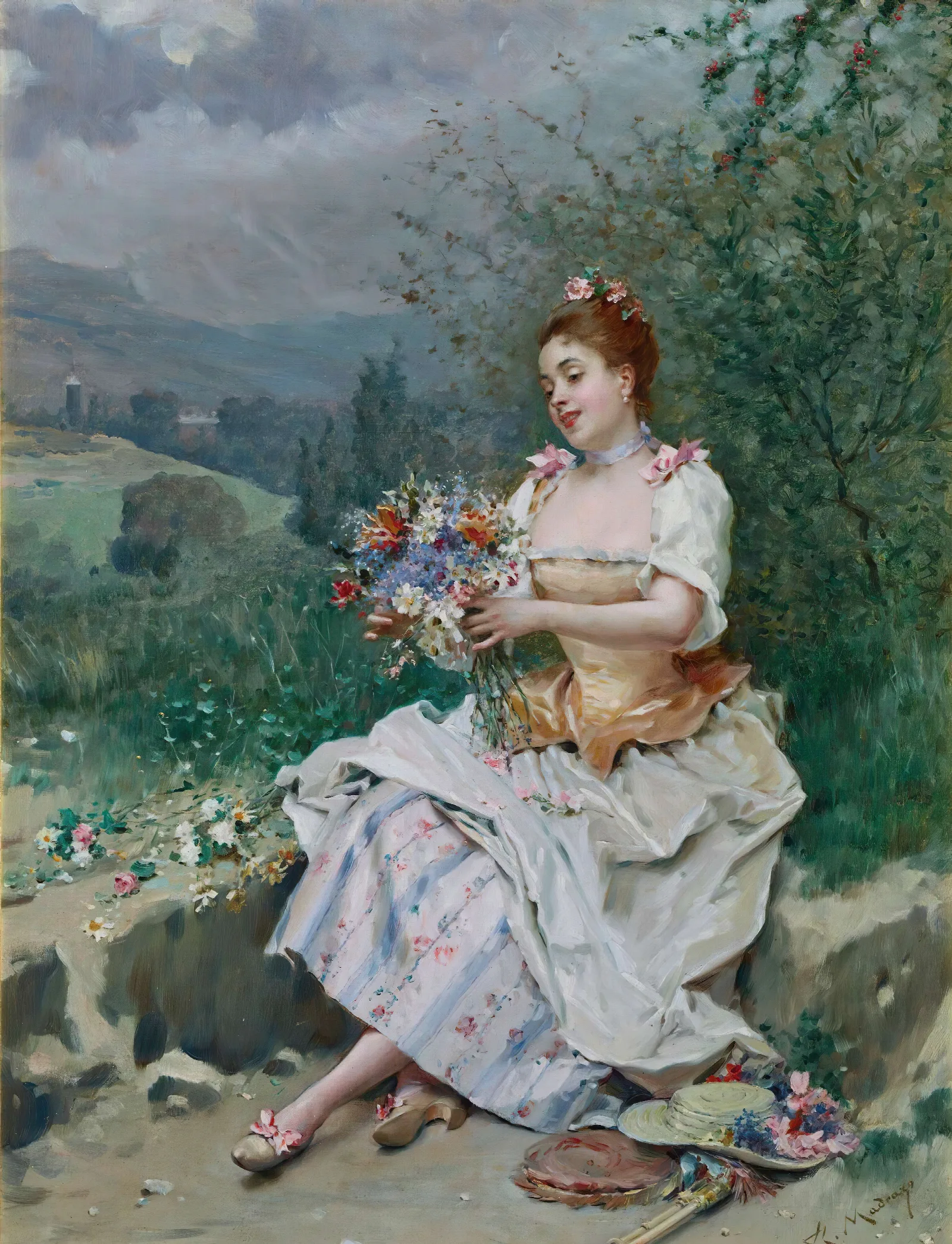 El Bouquet De Flores Wall Art by Raimundo de Madrazo y Garreta - Canvas Print
