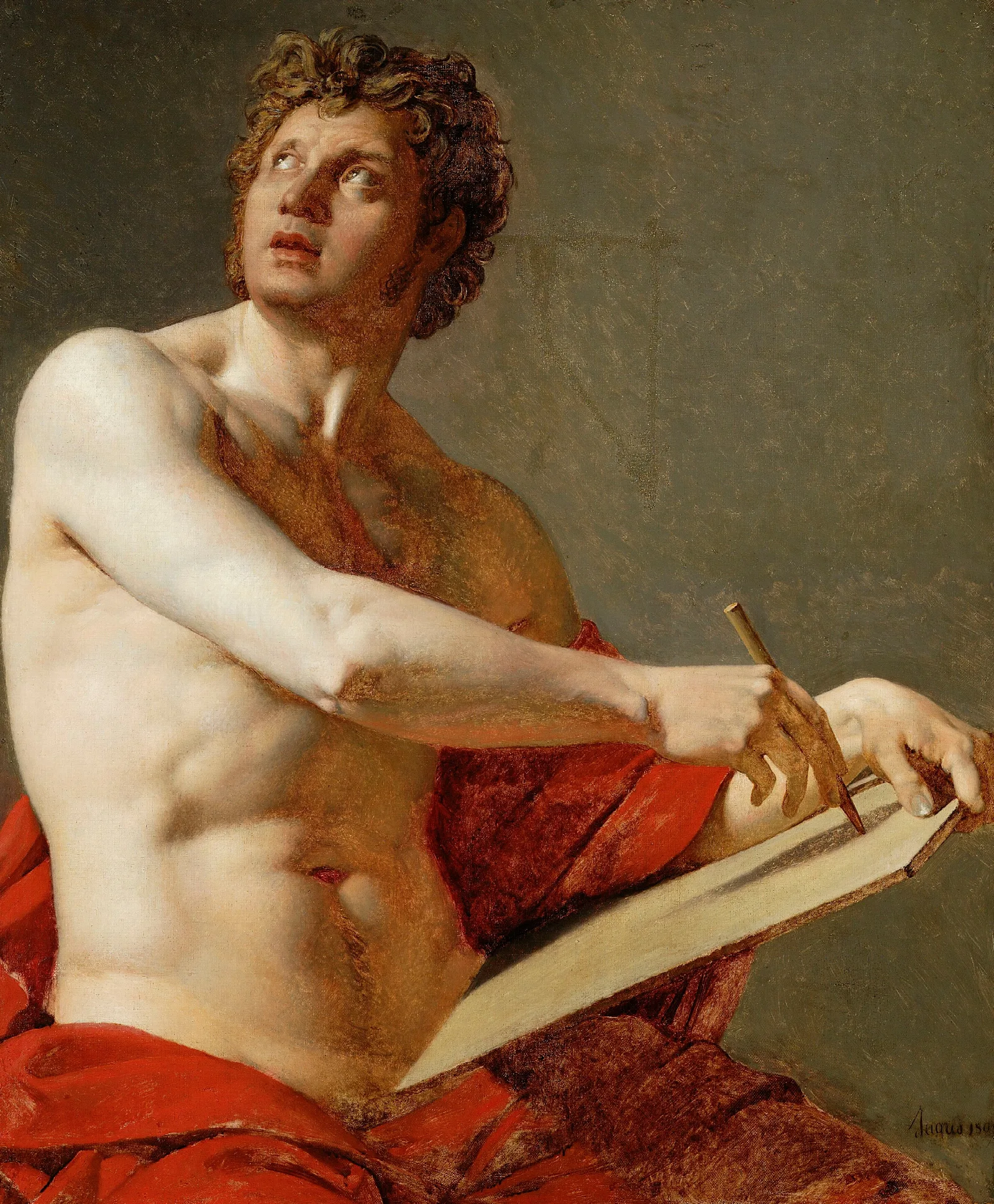 Academic Study Of A Nude Man Wall Art by Jean Auguste Dominique Ingres - Canvas Print