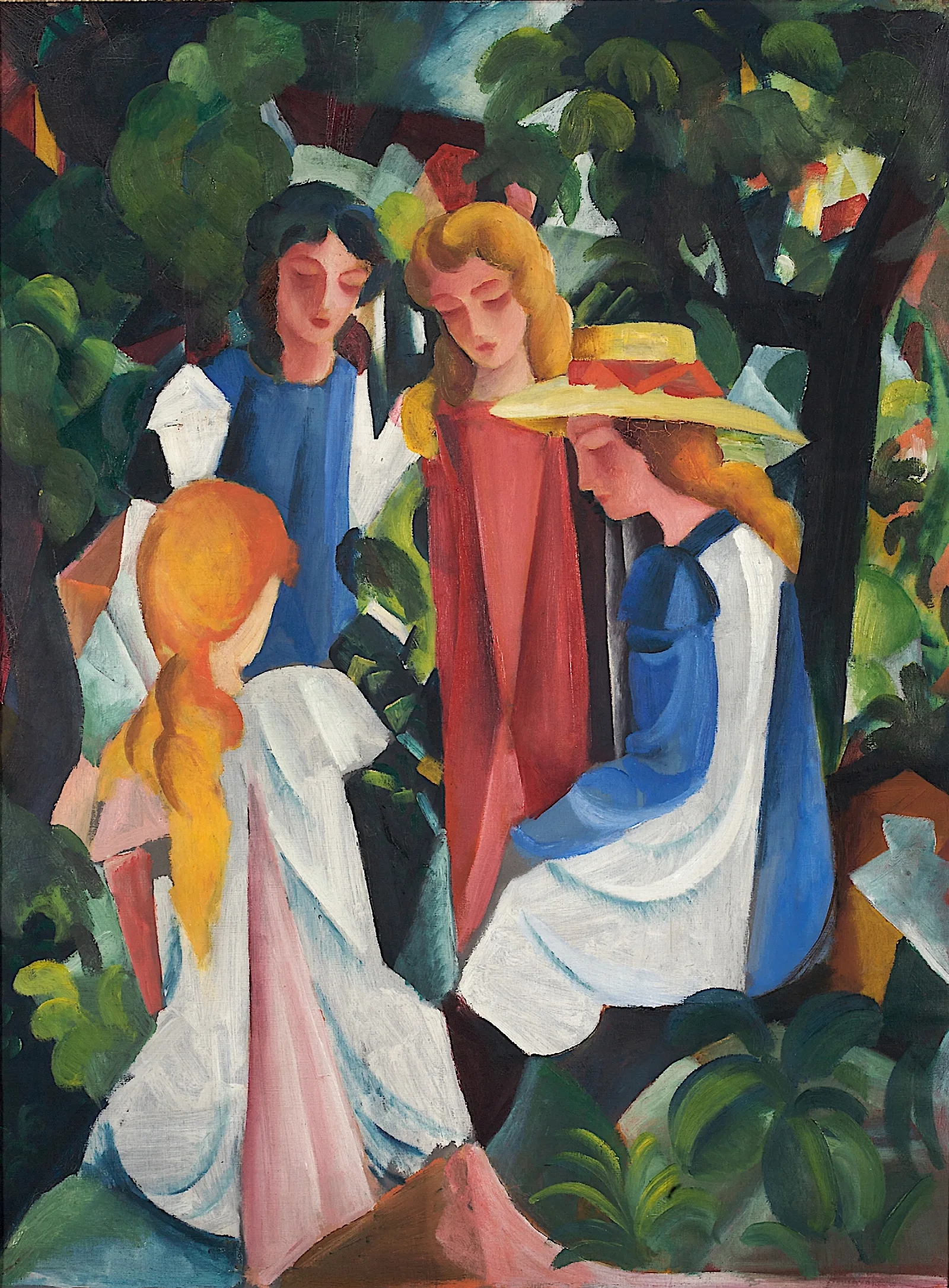 Four Girls Wall Art by August Macke - Canvas Print