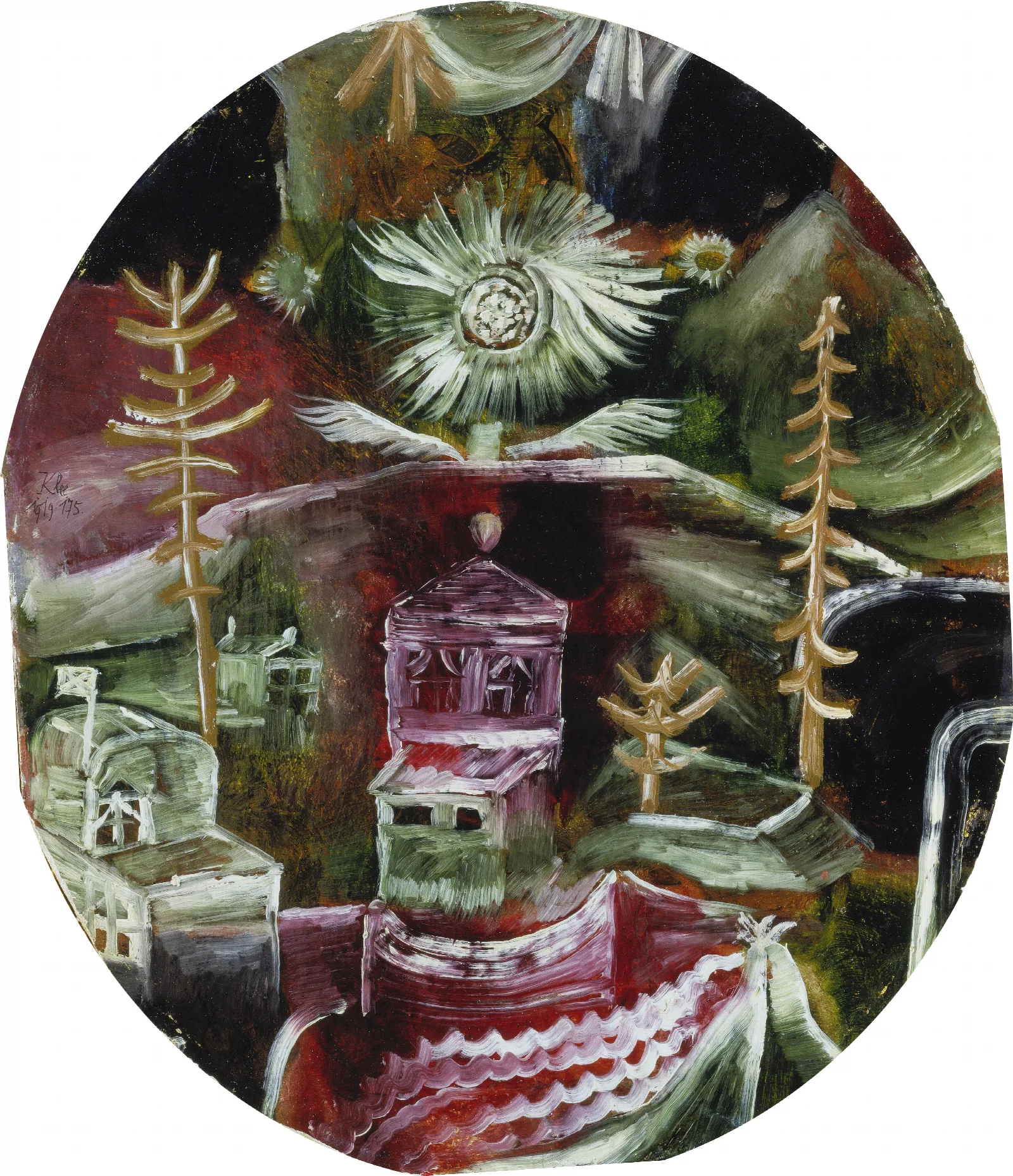The Thistle Flower House Wall Art by Paul Klee - Canvas Print