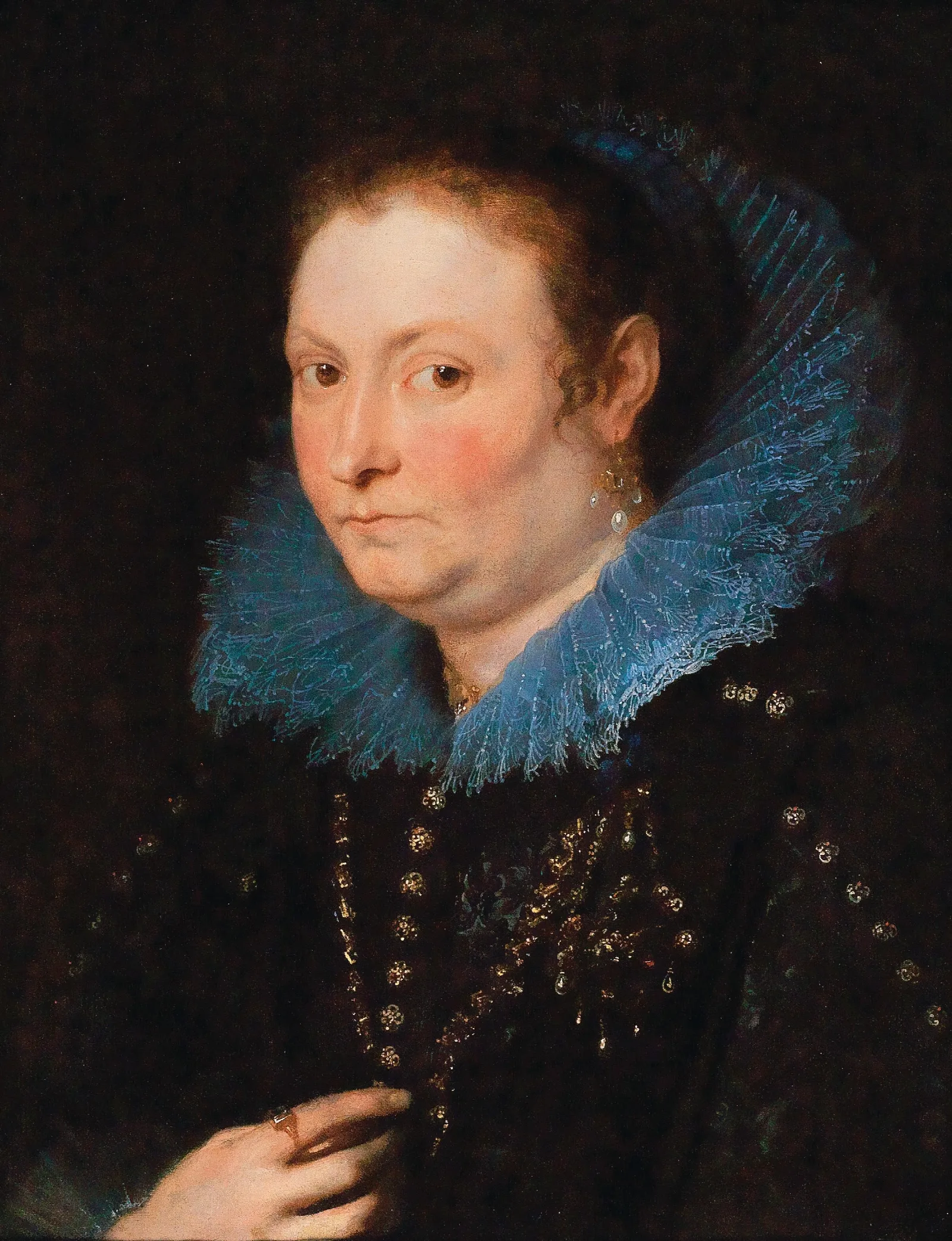 Portrait Of A Lady Half Length Said To Be A Genoese Noblewoman Wall Art by Anthony van Dyck - Canvas Print