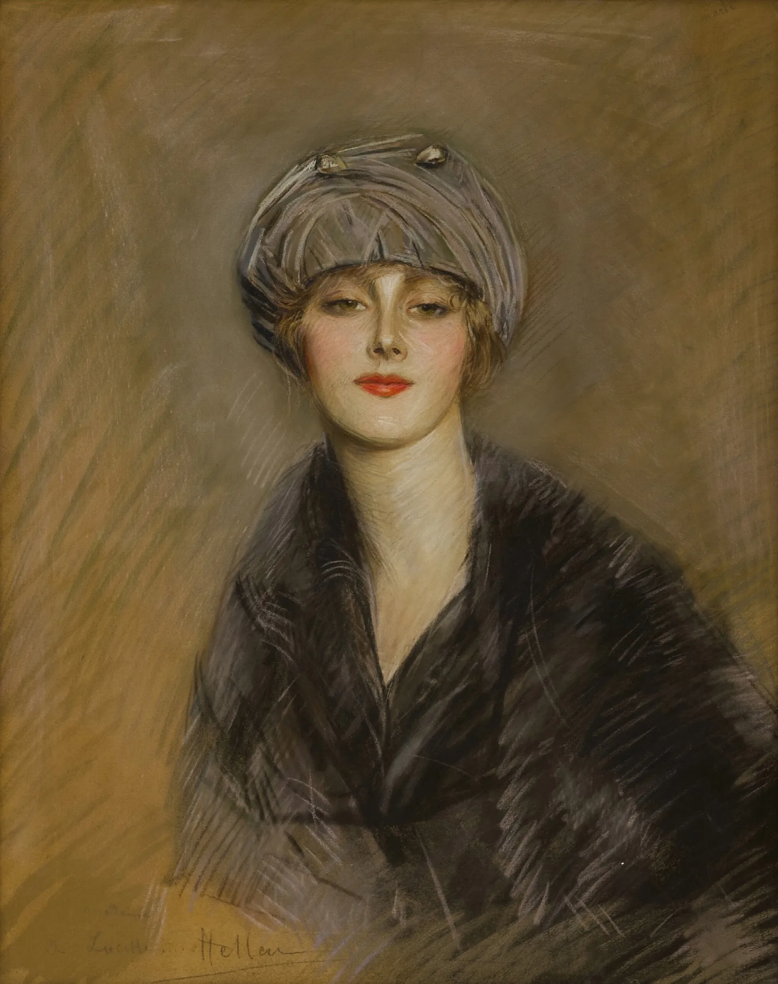 Portrait De Lucette Au Chapeau Wall Art by Paul César Helleu - Canvas Print