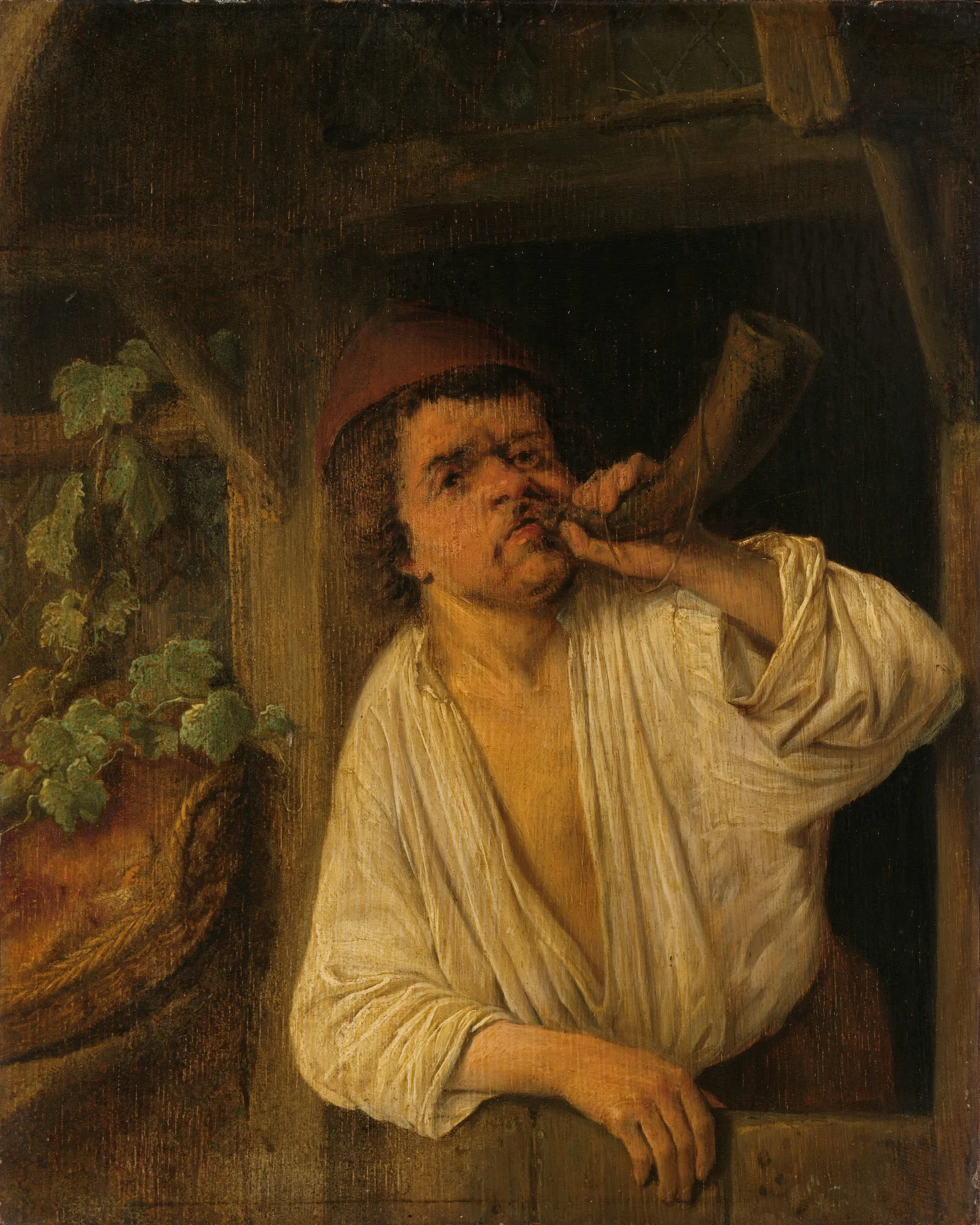 A Baker Sounding His Horn Wall Art by Adriaen van Ostade - Canvas Print