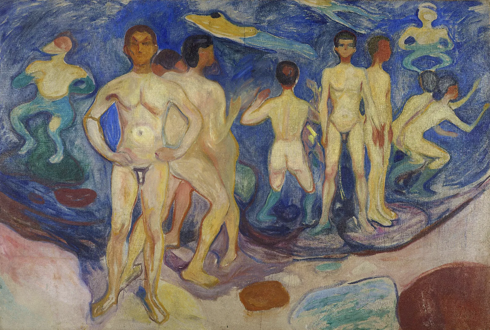 Bathing Young Men Wall Art by Edvard Munch - Canvas Print