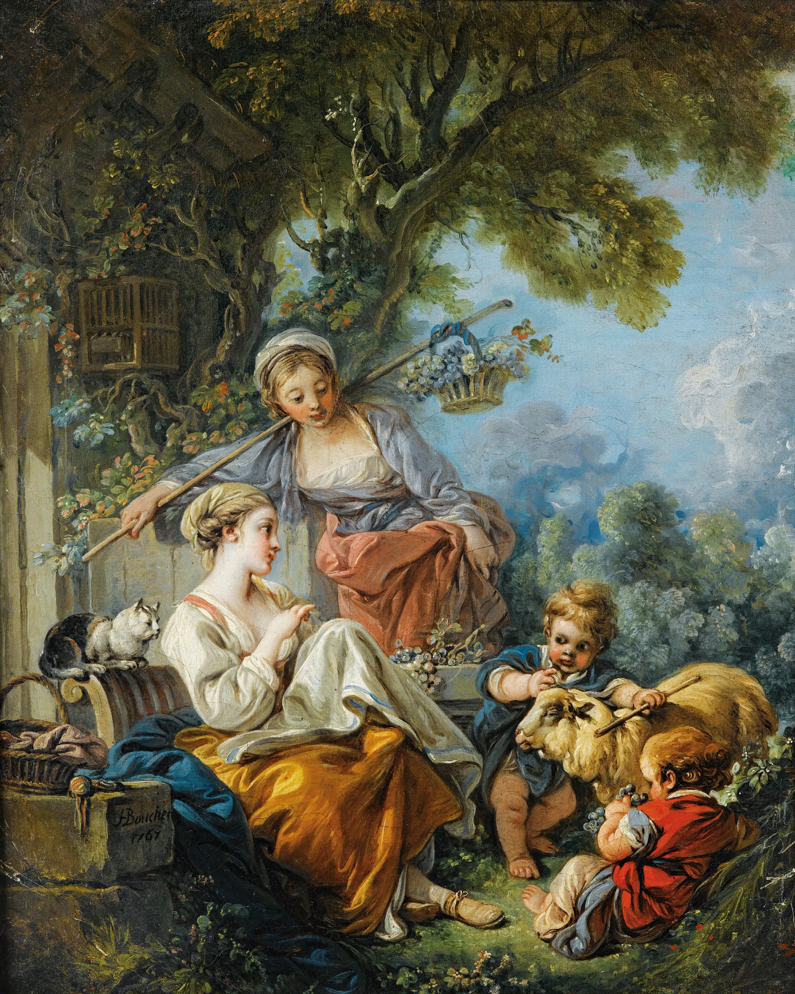 Pastoral Scene Wall Art by François Boucher - Canvas Print