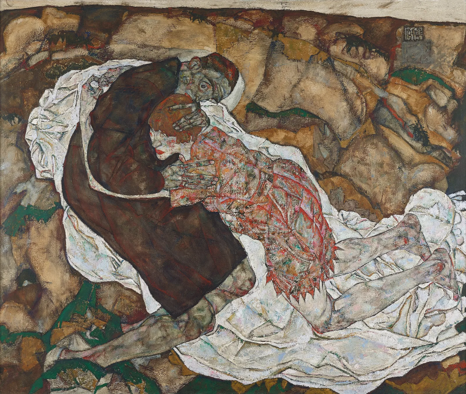 Death And Girl Wall Art by Egon Schiele - Canvas Print