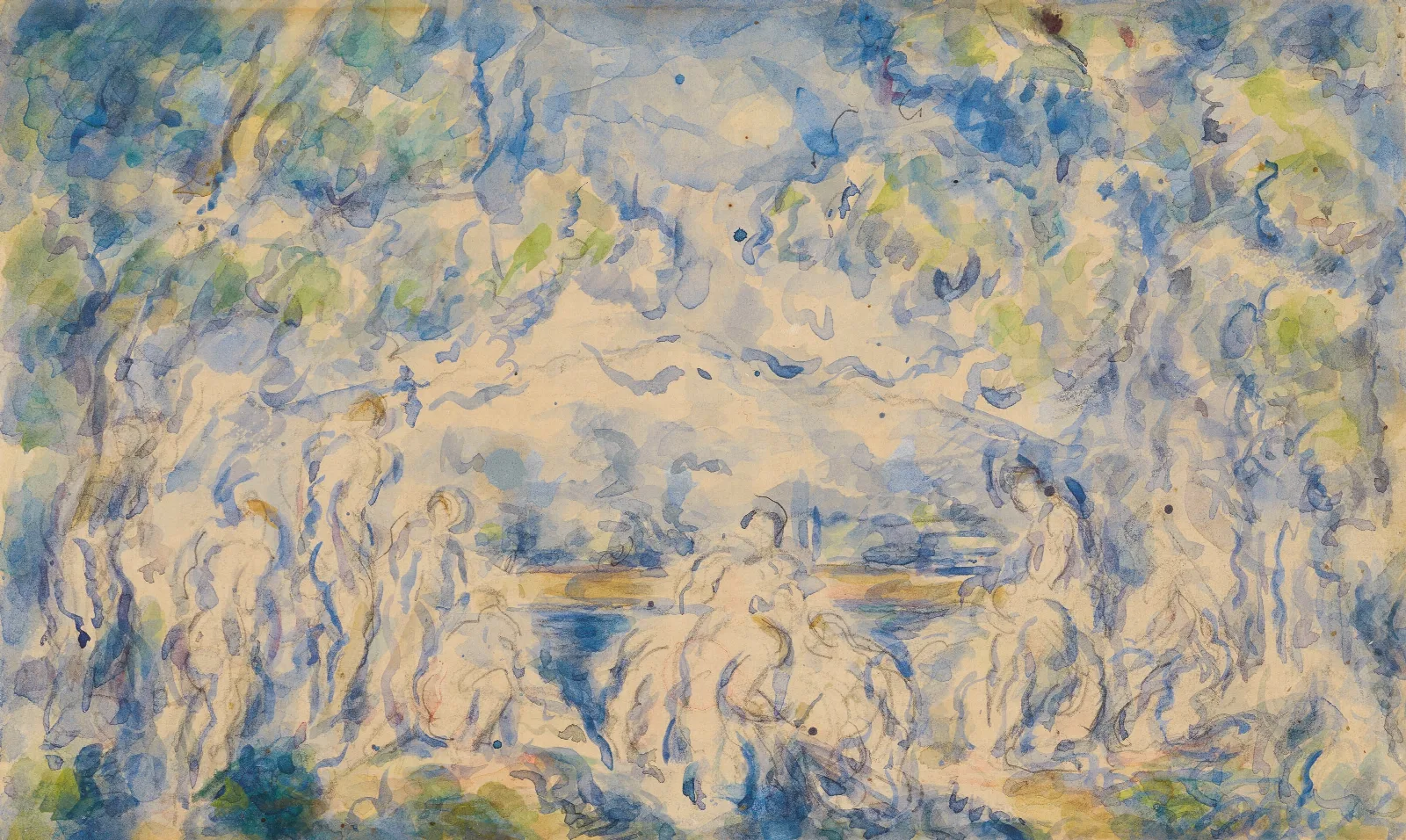 Baigneuses Devant Une Montagne Wall Art by Paul Cézanne - Canvas Print