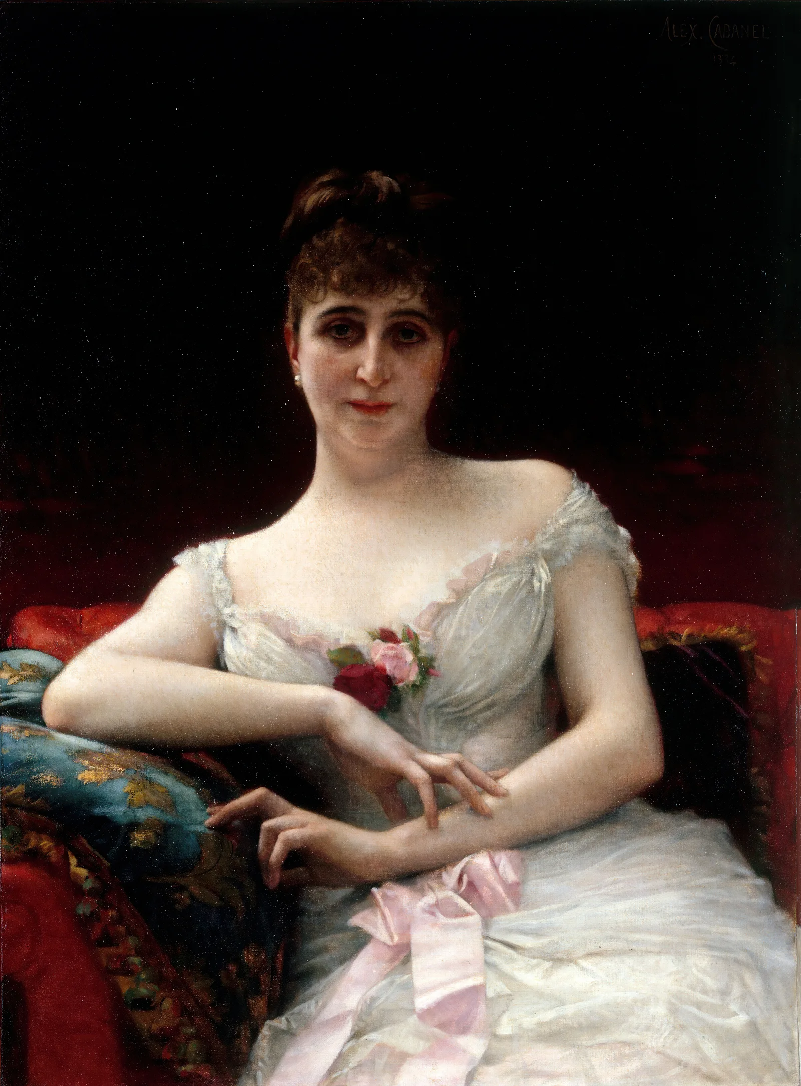 Portrait De Madame Edouard Herve Wall Art by Alexandre Cabanel - Canvas Print