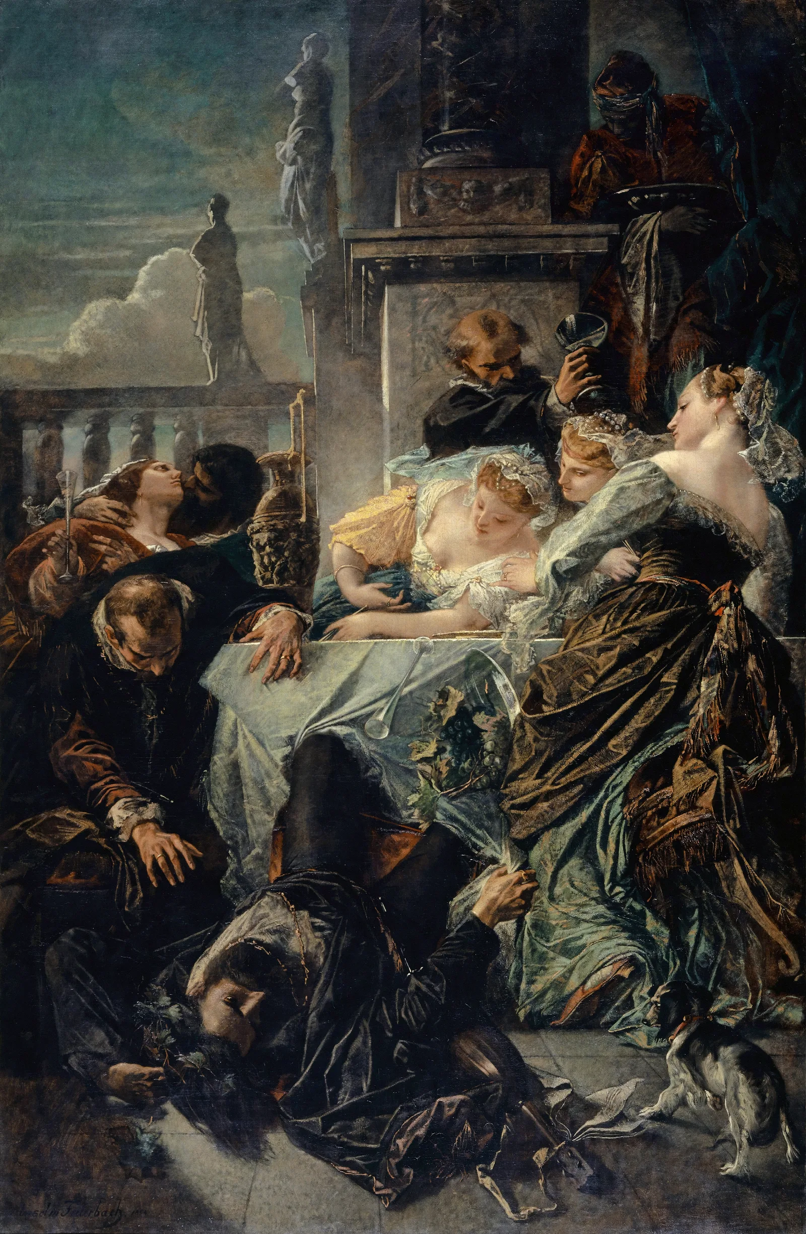 The Death Of Pietro Aretino Wall Art by Anselm Feuerbach - Canvas Print