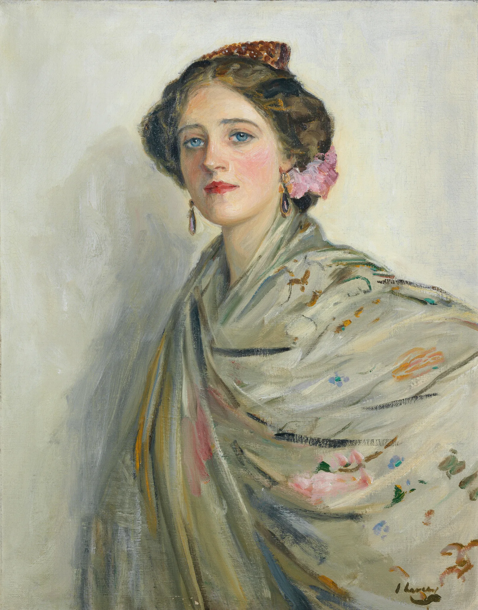A Fair Spaniard Mrs Chowne Wall Art by Sir John Lavery - Canvas Print