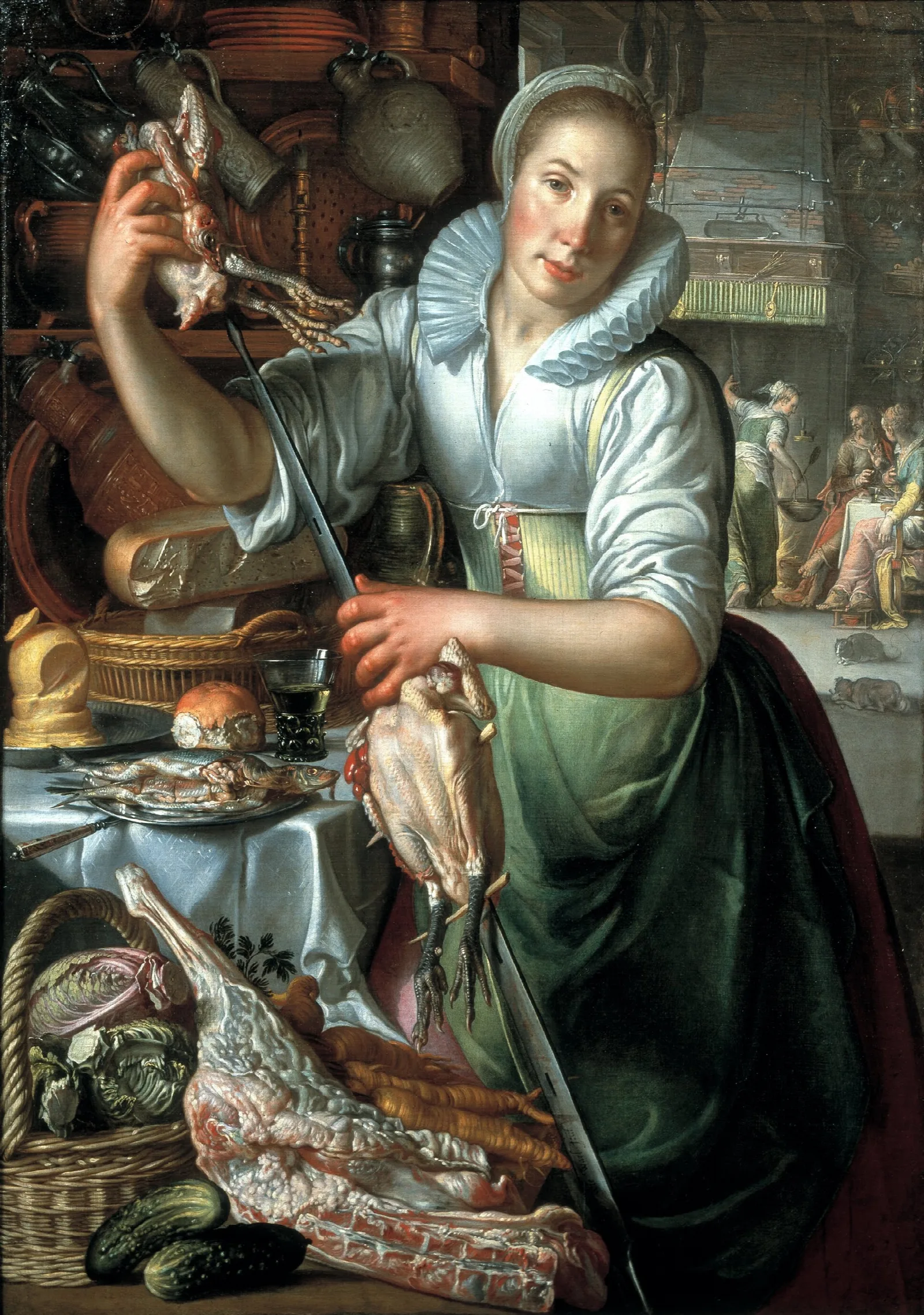 The Kitchen Maid 3 Wall Art by Joachim Wtewael - Canvas Print