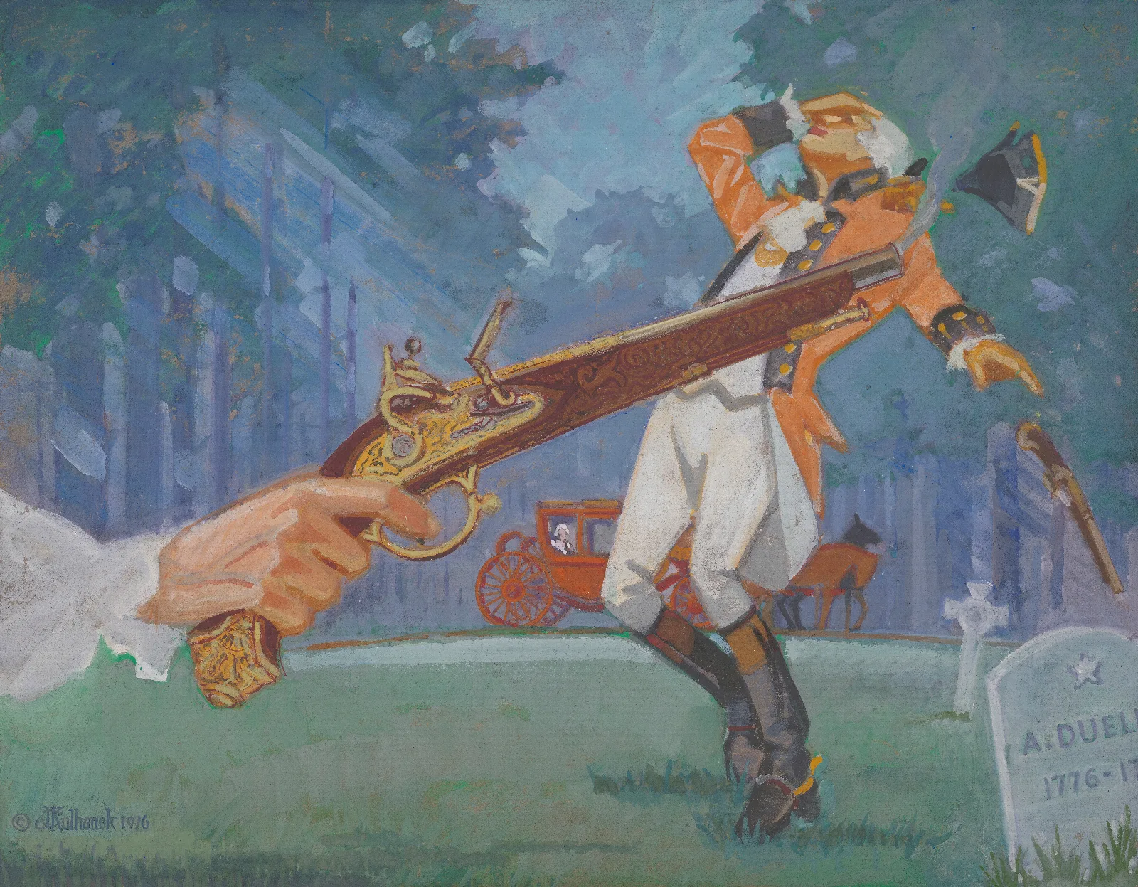 A Duel 1776 Wall Art by James C. Kulhanek - Canvas Print