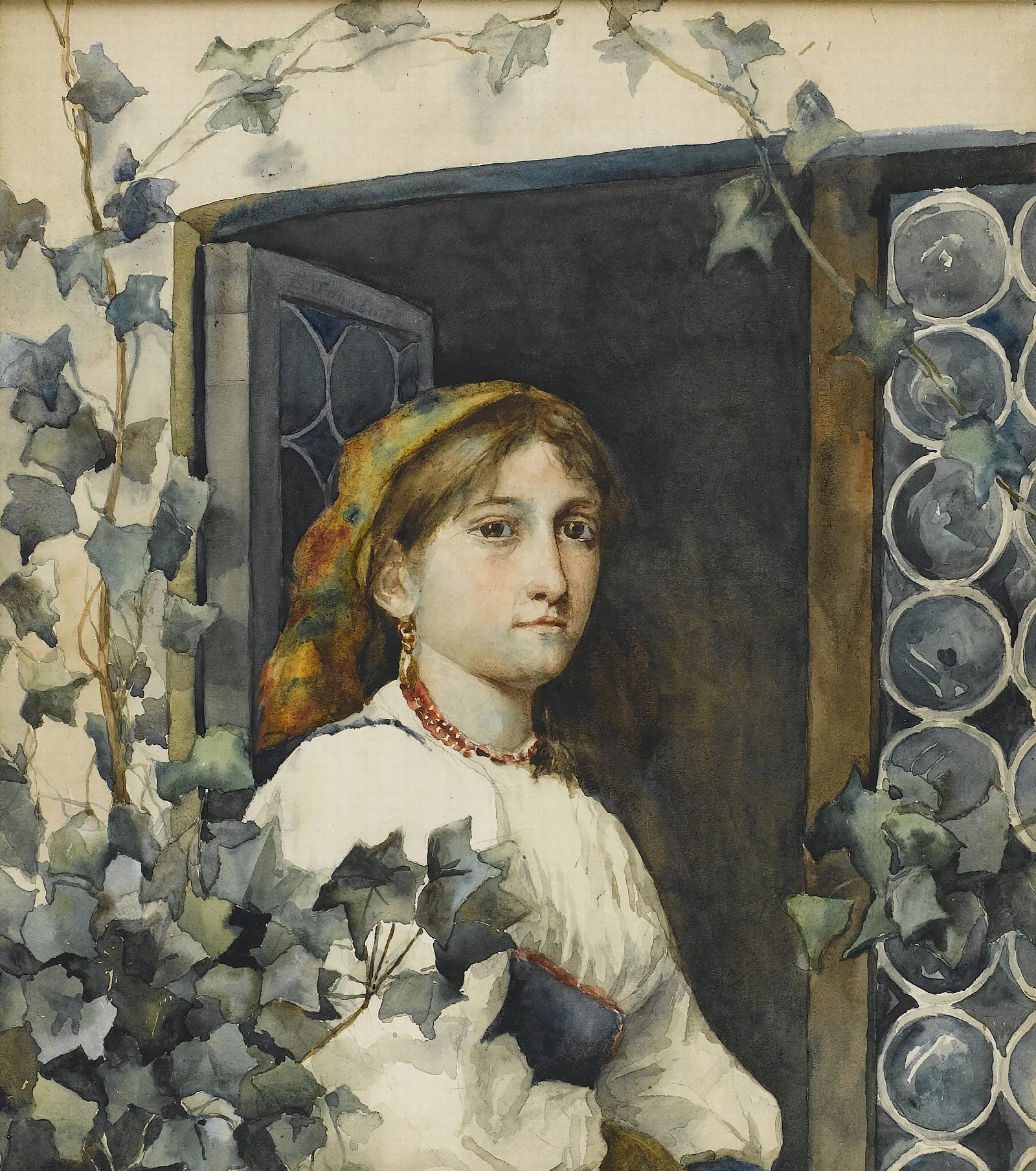 Peasant Girl In Window Wall Art by Eastman Johnson - Canvas Print