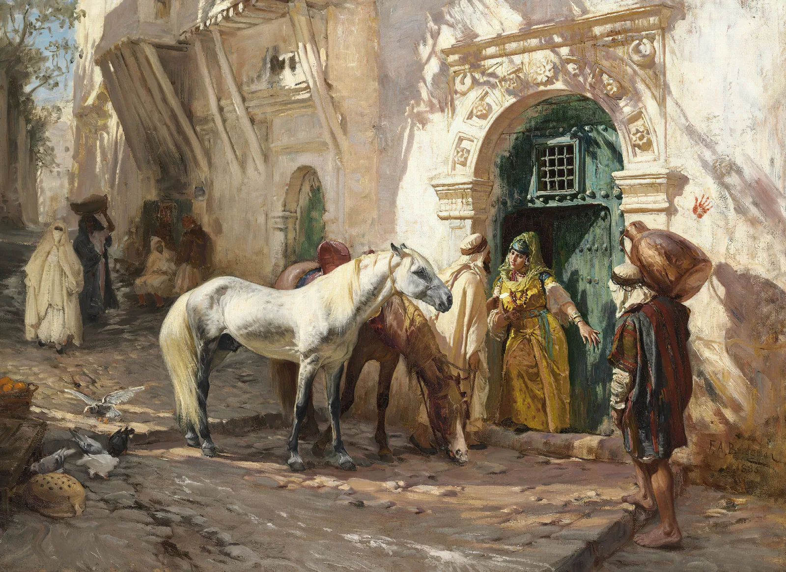 Scene Prise Au Maroc Wall Art by Frederick Arthur Bridgman - Canvas Print