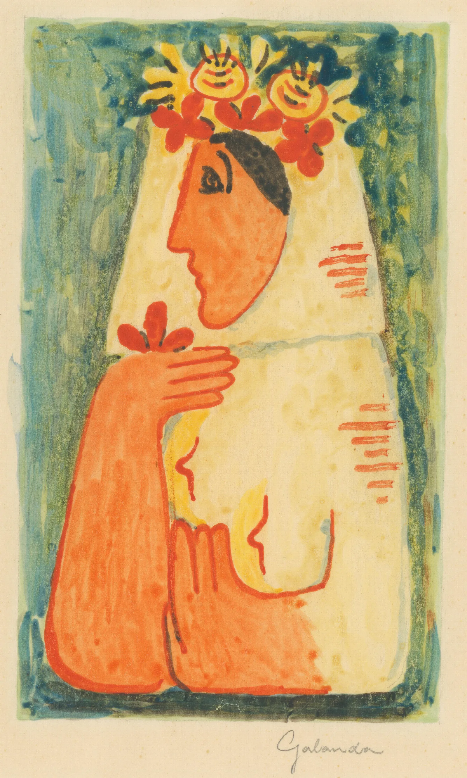 Woman With A Garland Wall Art by Mikuláš Galanda - Canvas Print
