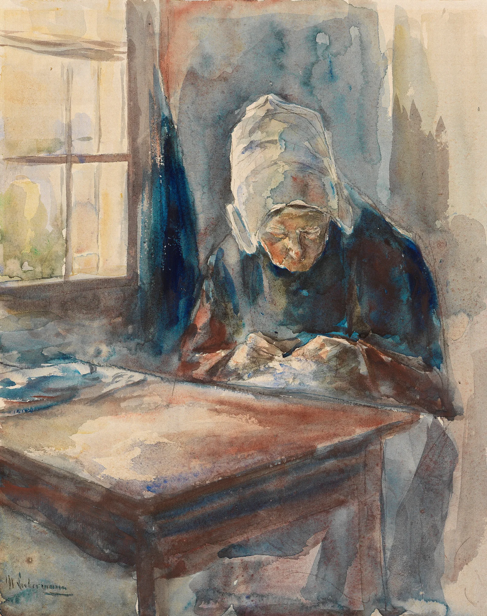 Hollanderin Bei Der Handarbeit Wall Art by Max Liebermann - Canvas Print
