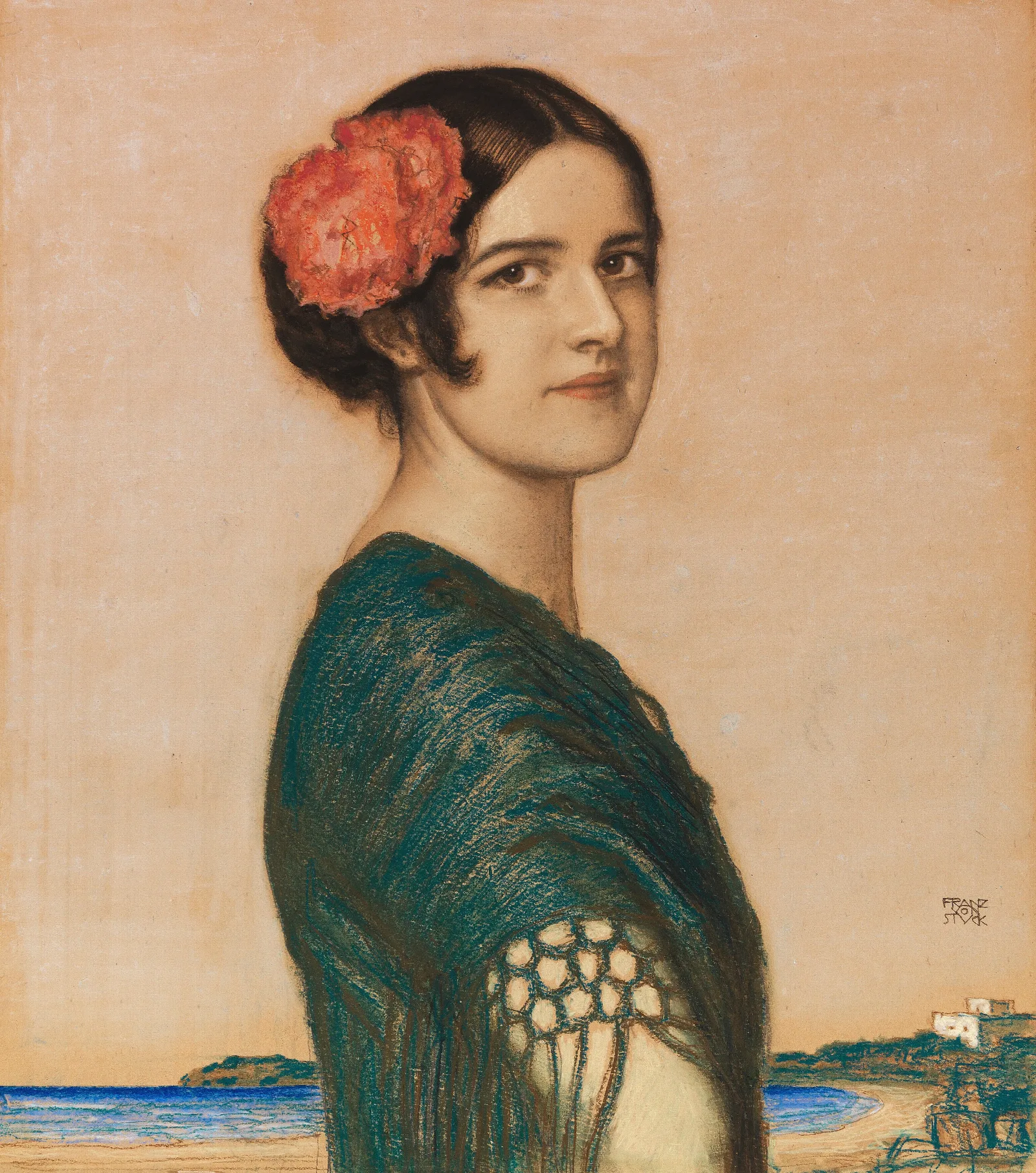 Tochter Mary Als Spanierin Wall Art by Franz von Stuck - Canvas Print