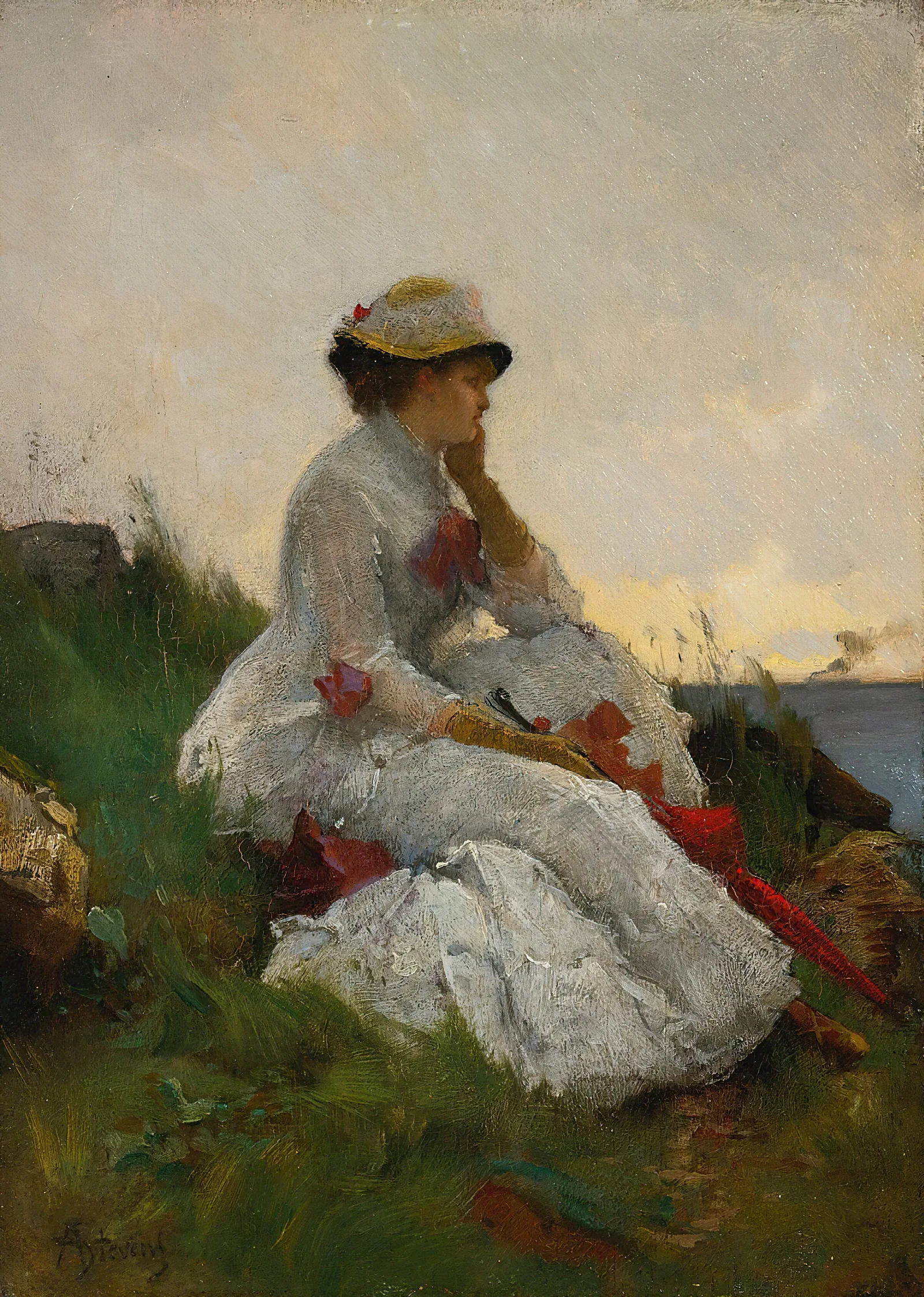 Pensive Wall Art by Alfred Stevens - Canvas Print