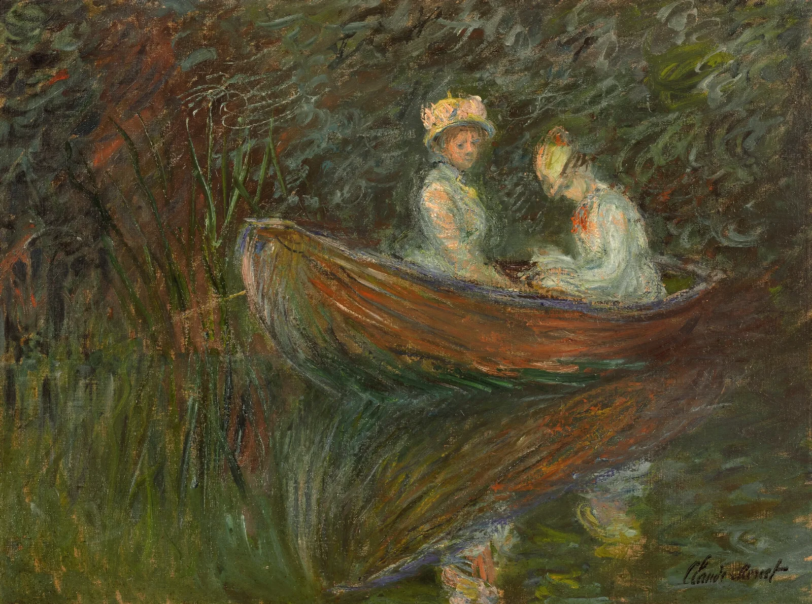Deux Femmes En Barque Wall Art by Claude Monet - Canvas Print