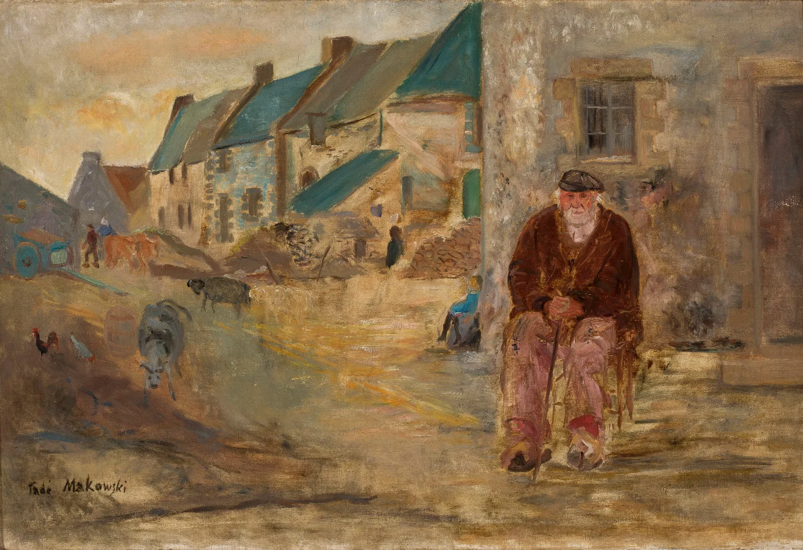Breton Landscape With An Old Fisherman Wall Art by Tadeusz Makowski - Canvas Print