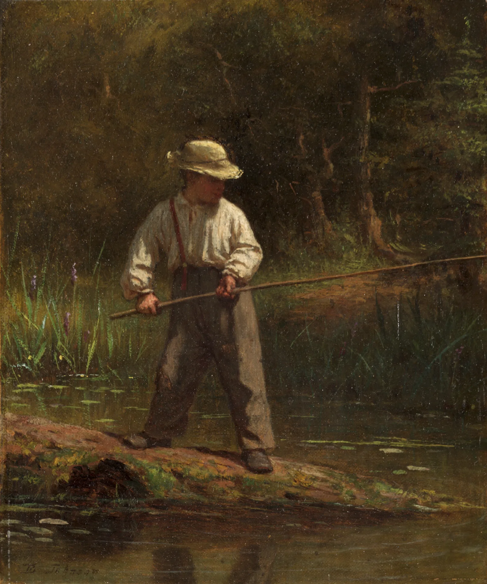 Boy Fishing 3 Wall Art by Eastman Johnson - Canvas Print