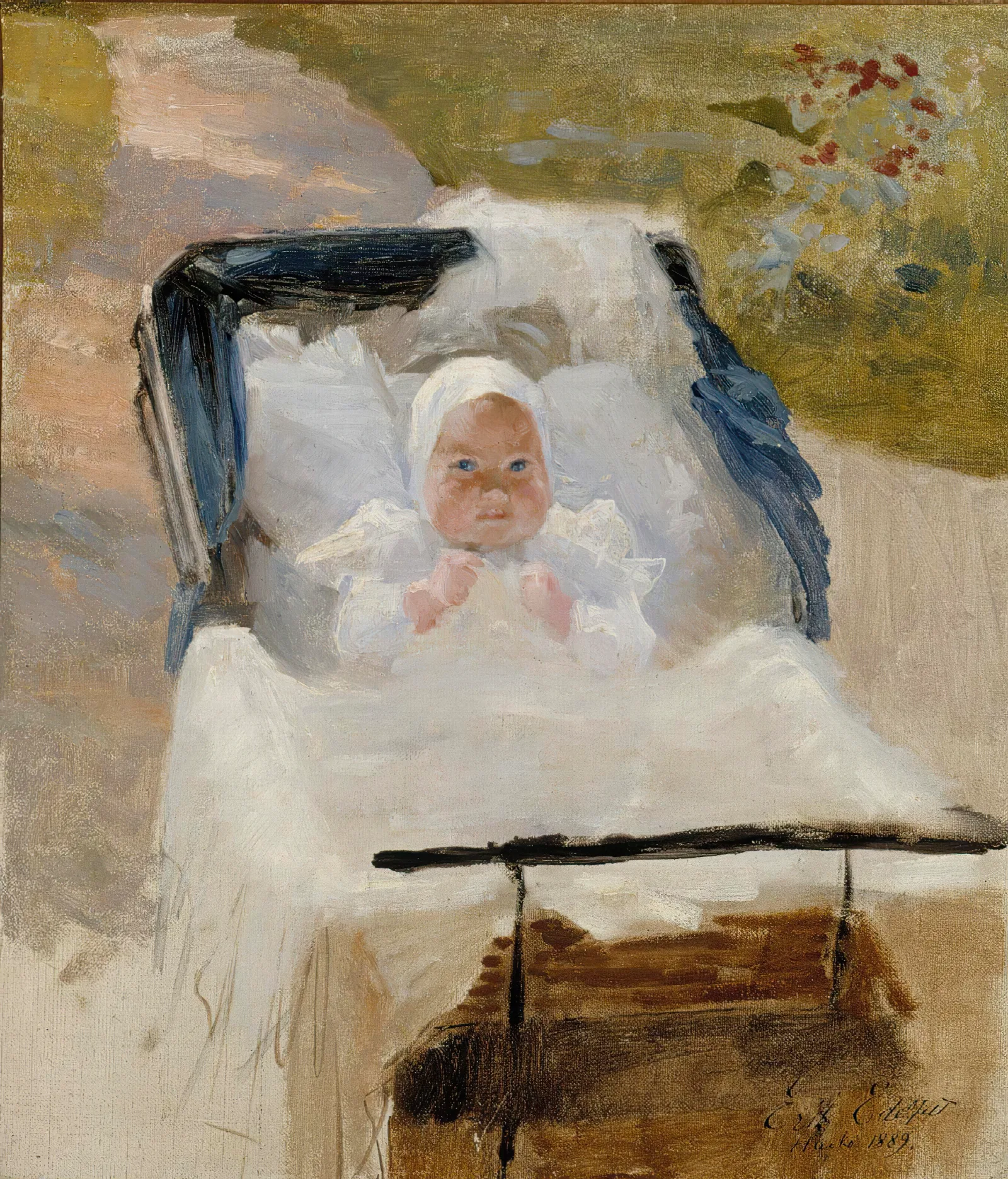 The Artists Son Erik In A Pram Wall Art by Albert Edelfelt - Canvas Print