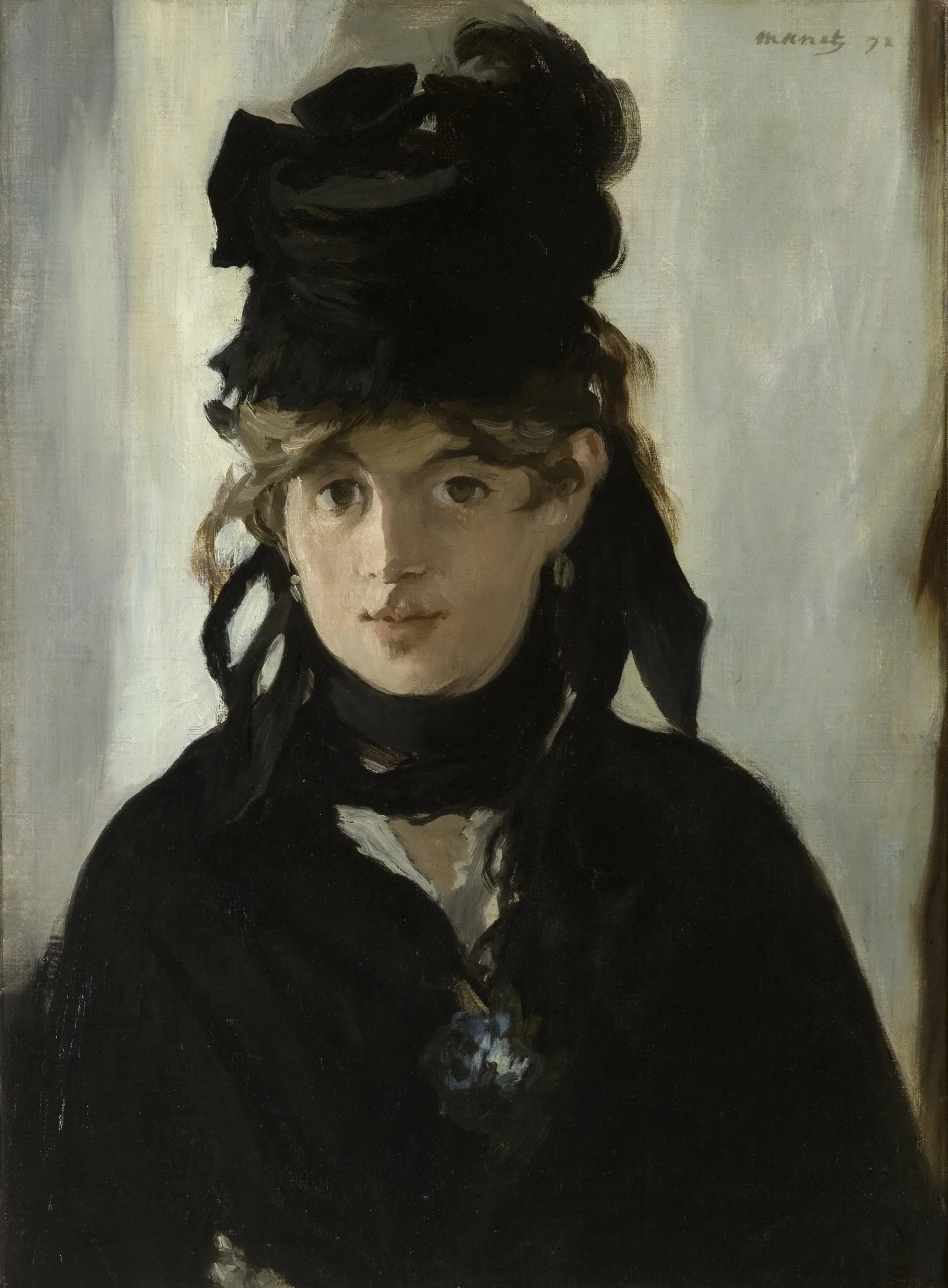 Berthe Morisot With A Bouquet Of Violets Wall Art by Édouard Manet - Canvas Print