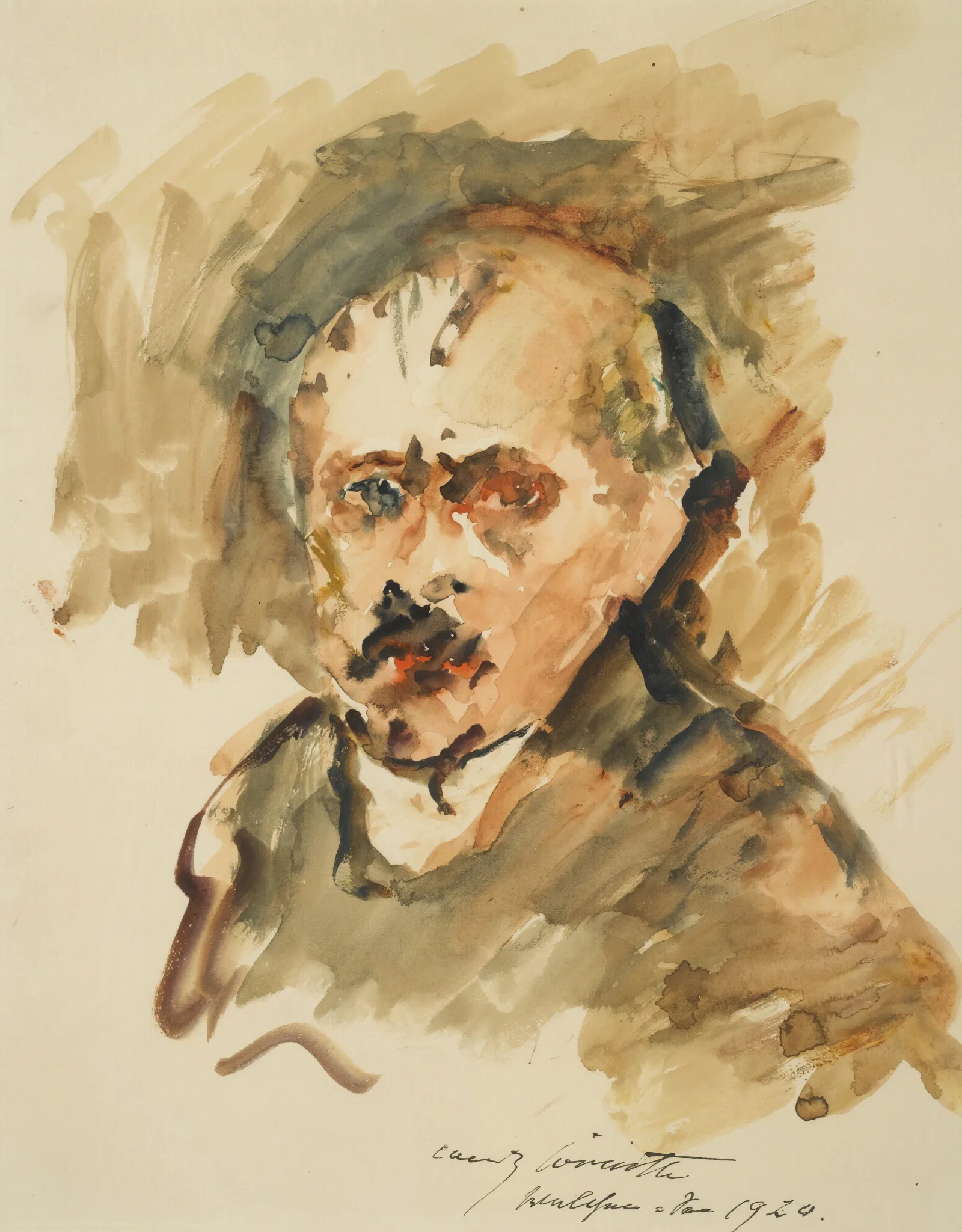 Selbstbildnis Mit Schnurrbart Self Portrait With Moustache Wall Art by Lovis Corinth - Canvas Print