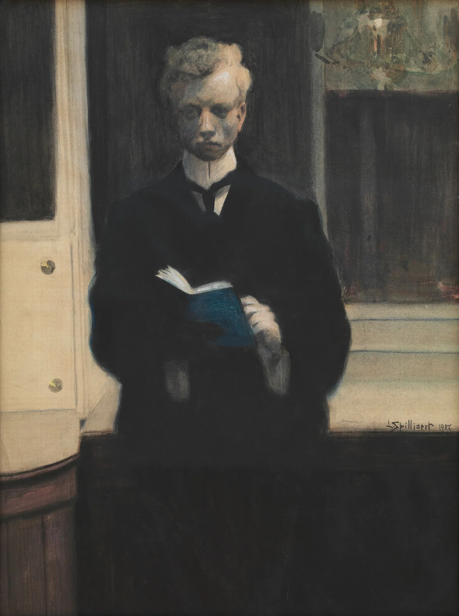 Self Portrait With Blue Sketchbook Wall Art by Léon Spilliaert - Canvas Print