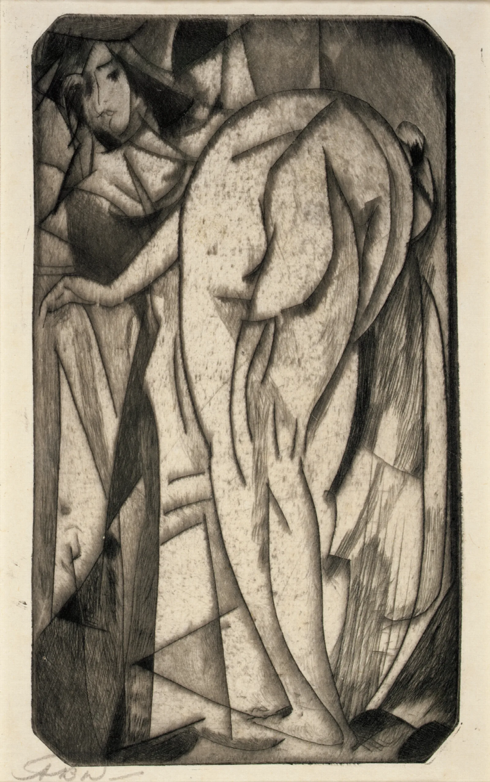 Bathing Woman And Servant Wall Art by Arthur Bowen Davies - Canvas Print