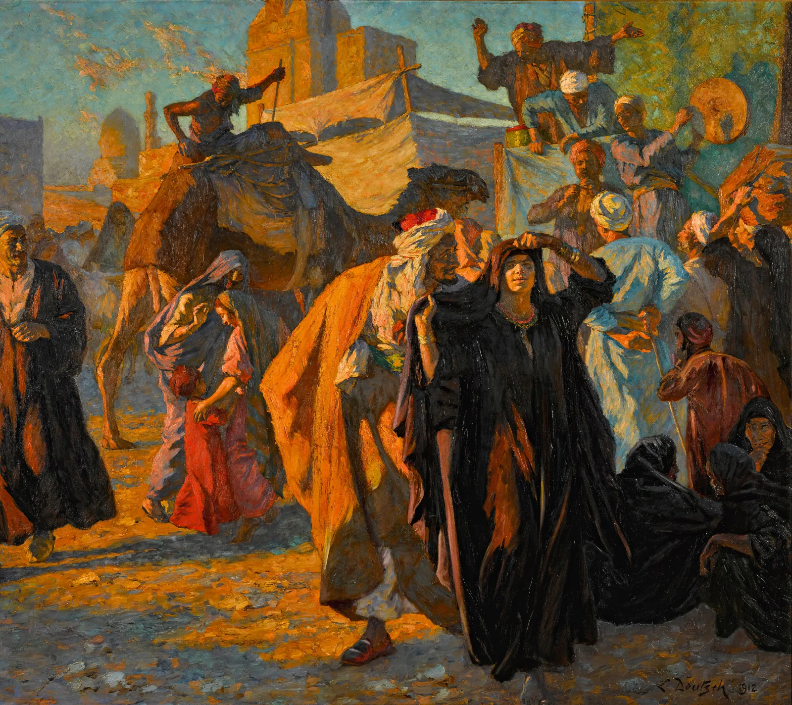 A Street Celebration In Cairo Wall Art by Ludwig Deutsch - Canvas Print