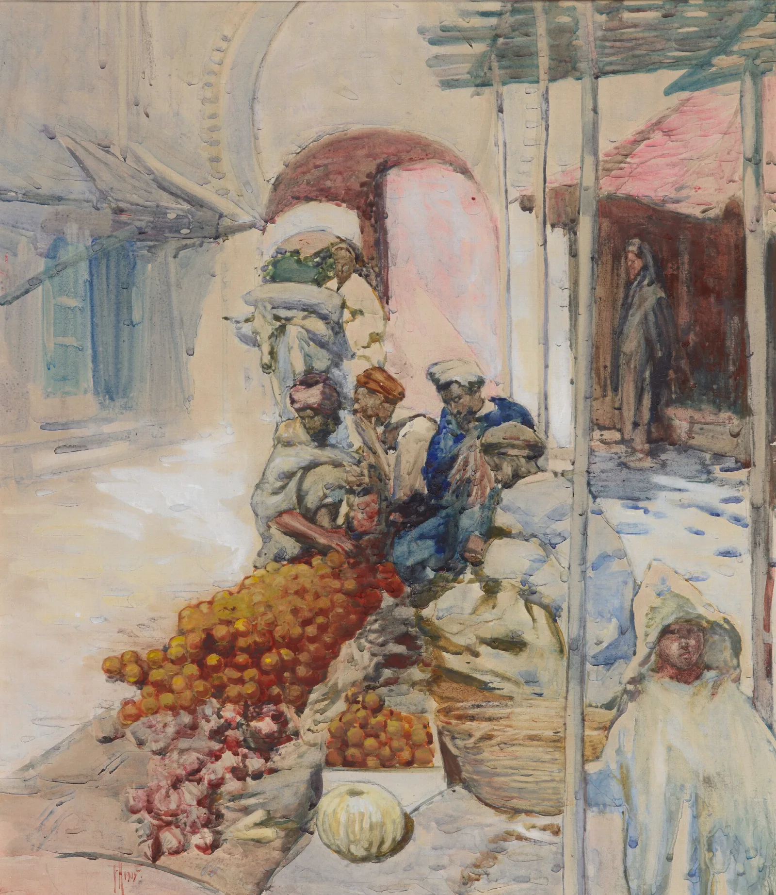 The Orange Sellers Tangiers Wall Art by Frances Hodgkins - Canvas Print