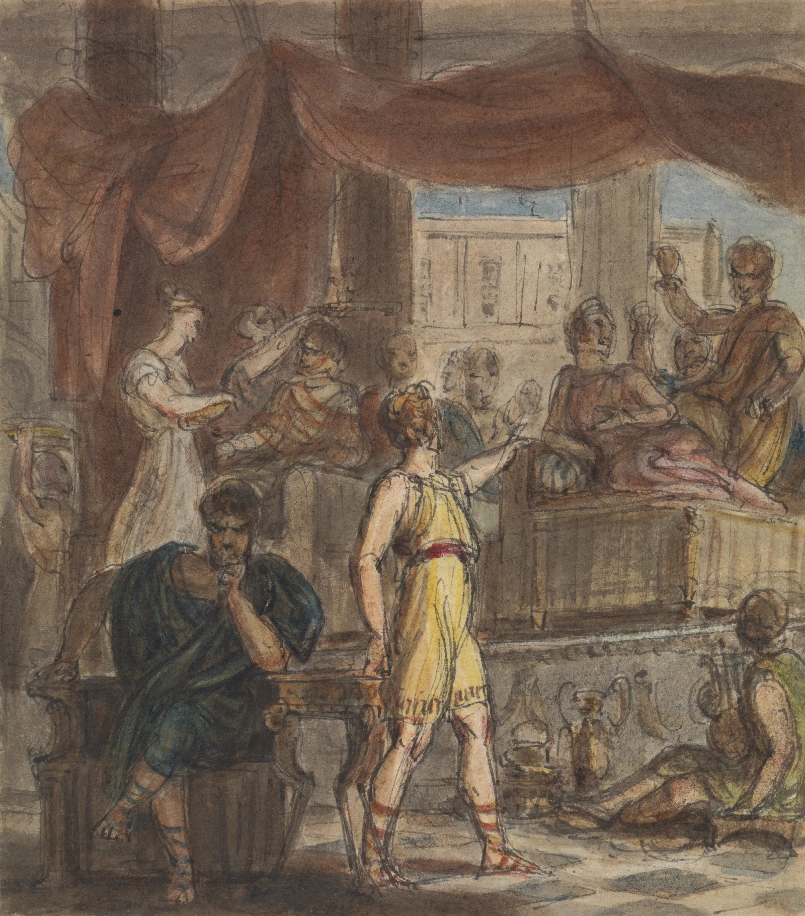 Study Of A Roman Banquet Scene Wall Art by Robert Smirke - Canvas Print