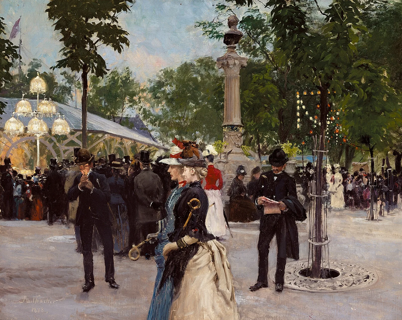 Sommeraften I Tivoli Wall Art by Paul Fischer - Canvas Print