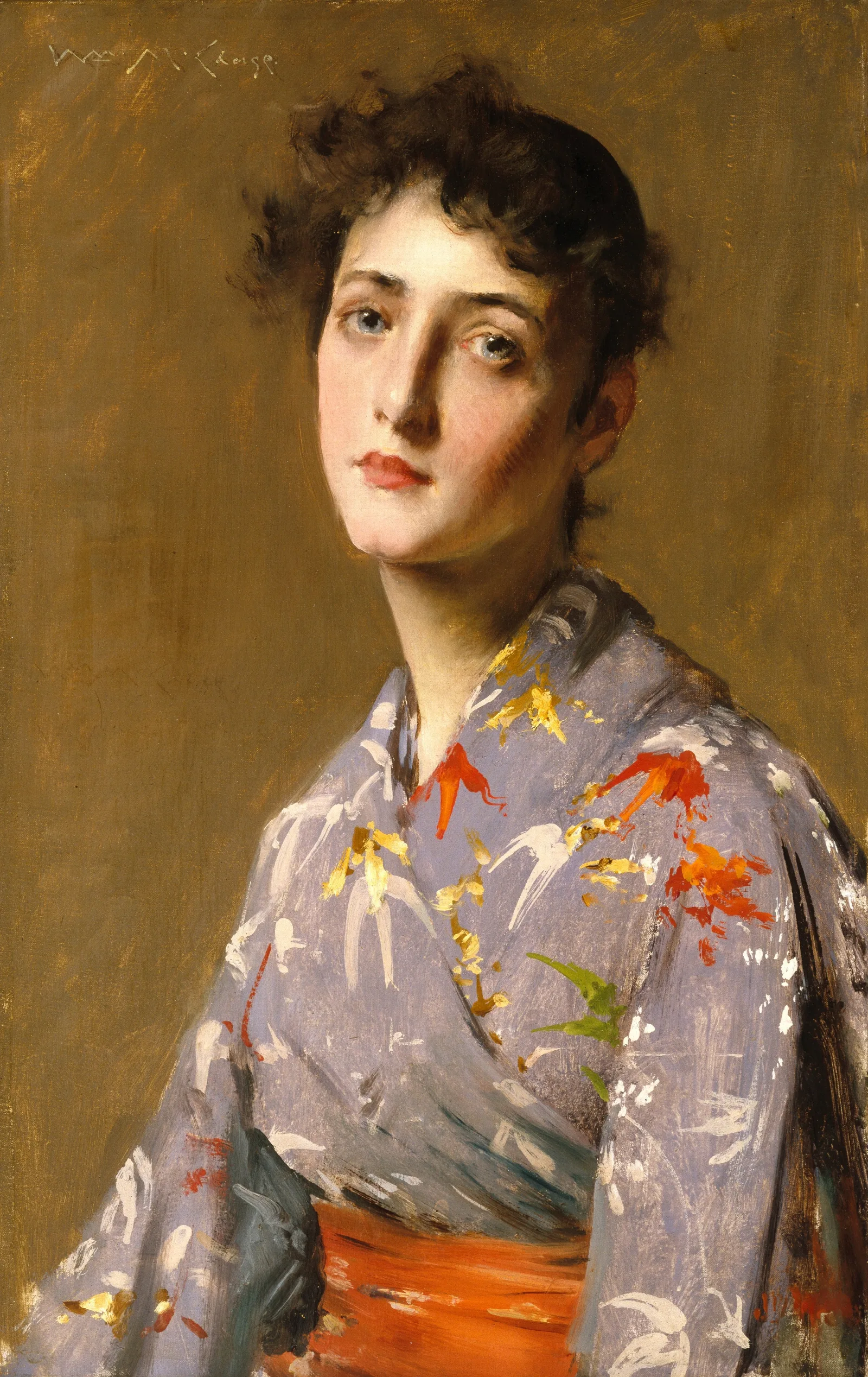 Girl In A Japanese Costume Wall Art by William Merritt Chase - Canvas Print