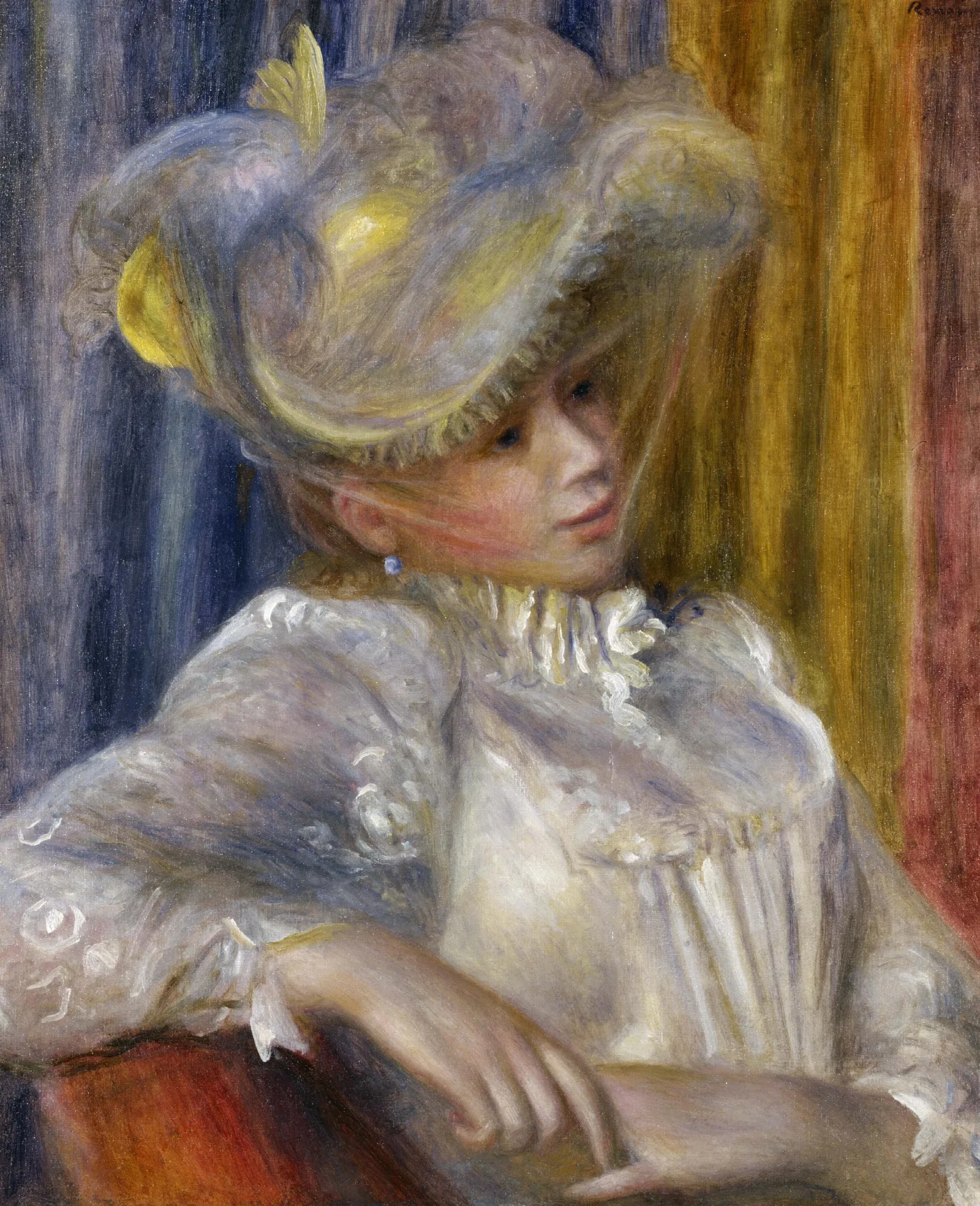 Woman With A Hat Wall Art by Pierre-Auguste Renoir - Canvas Print