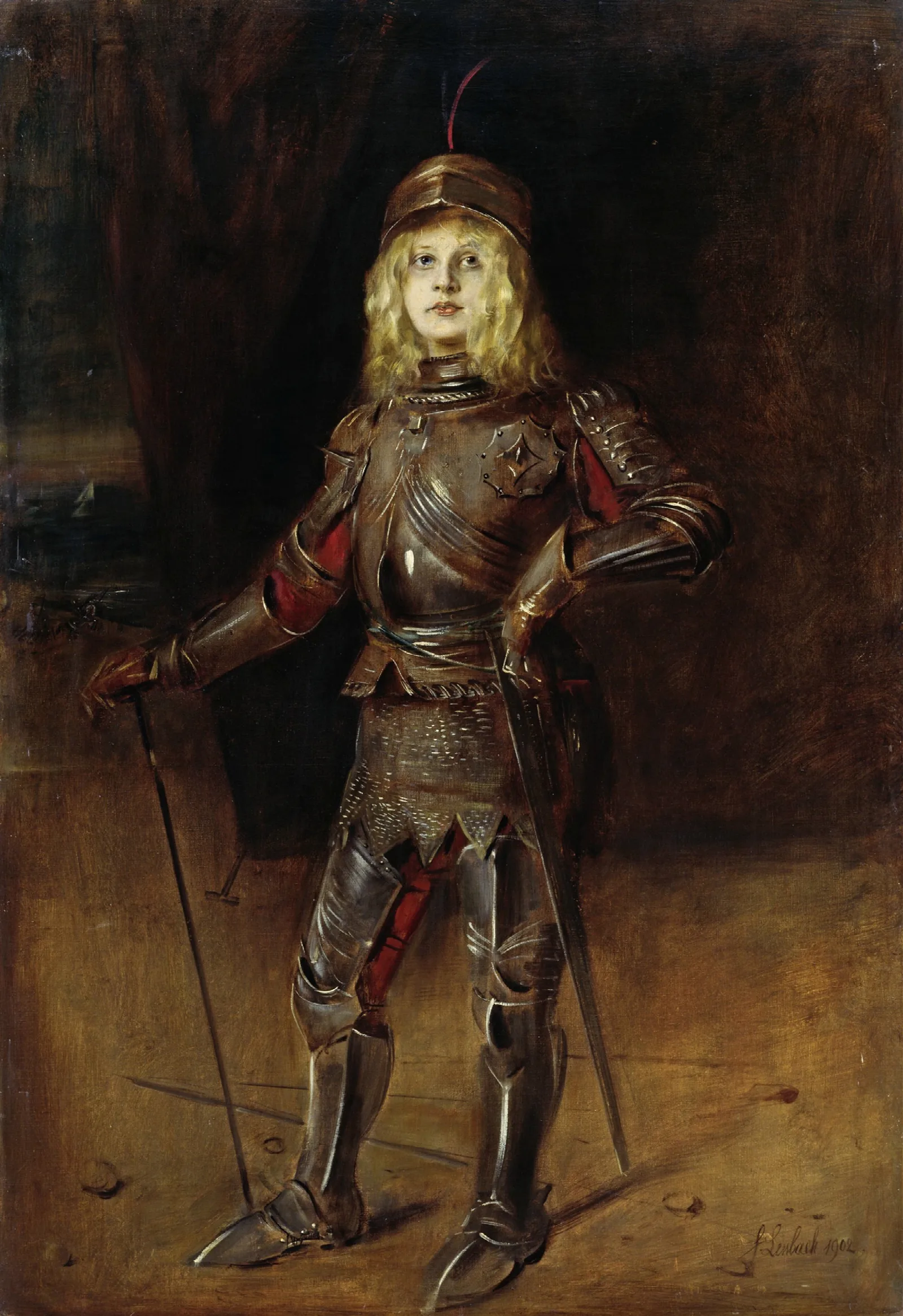 Marion Lenbach In Knights Armor Wall Art by Franz von Lenbach - Canvas Print