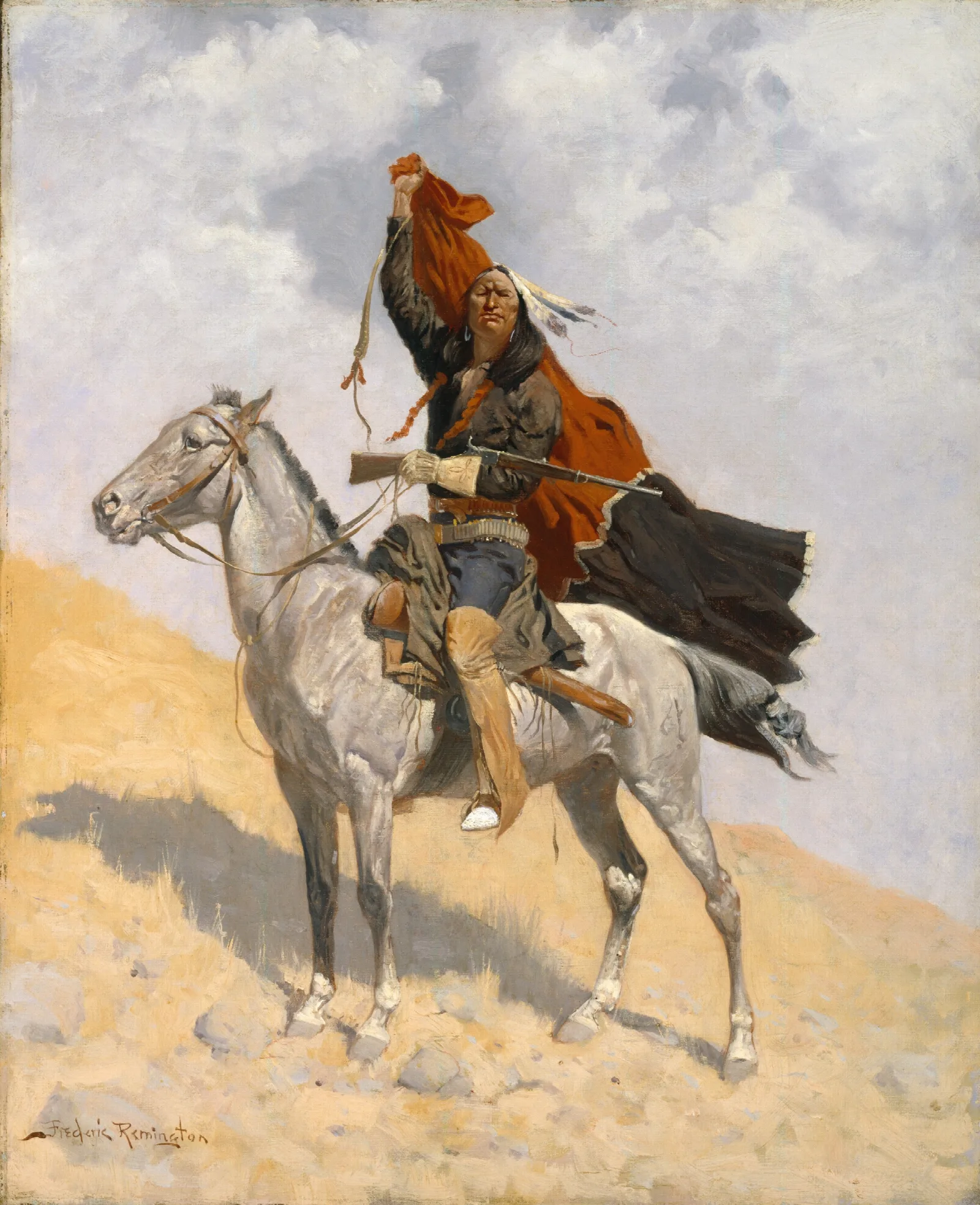 The Blanket Signal Wall Art by Frederic Remington - Canvas Print