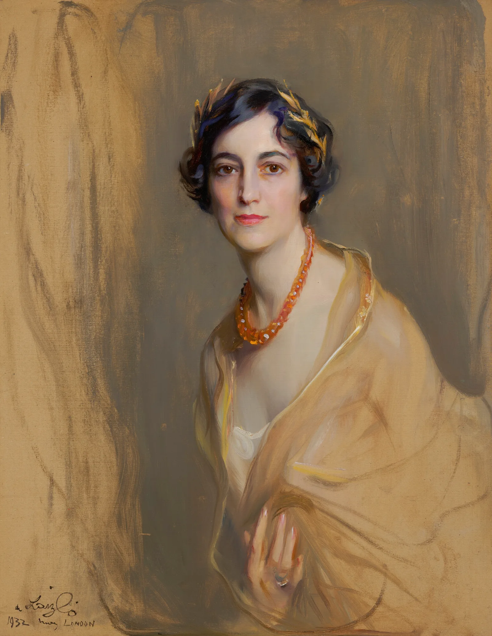 Portrait Of Mrs William Wickham Hoffman Nee Katherine Miller 2 Wall Art by Philip Alexius de László - Canvas Print
