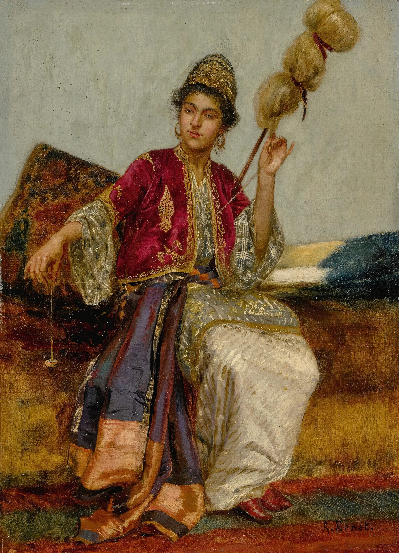 La Fileuse Wall Art by Rudolf Ernst - Canvas Print