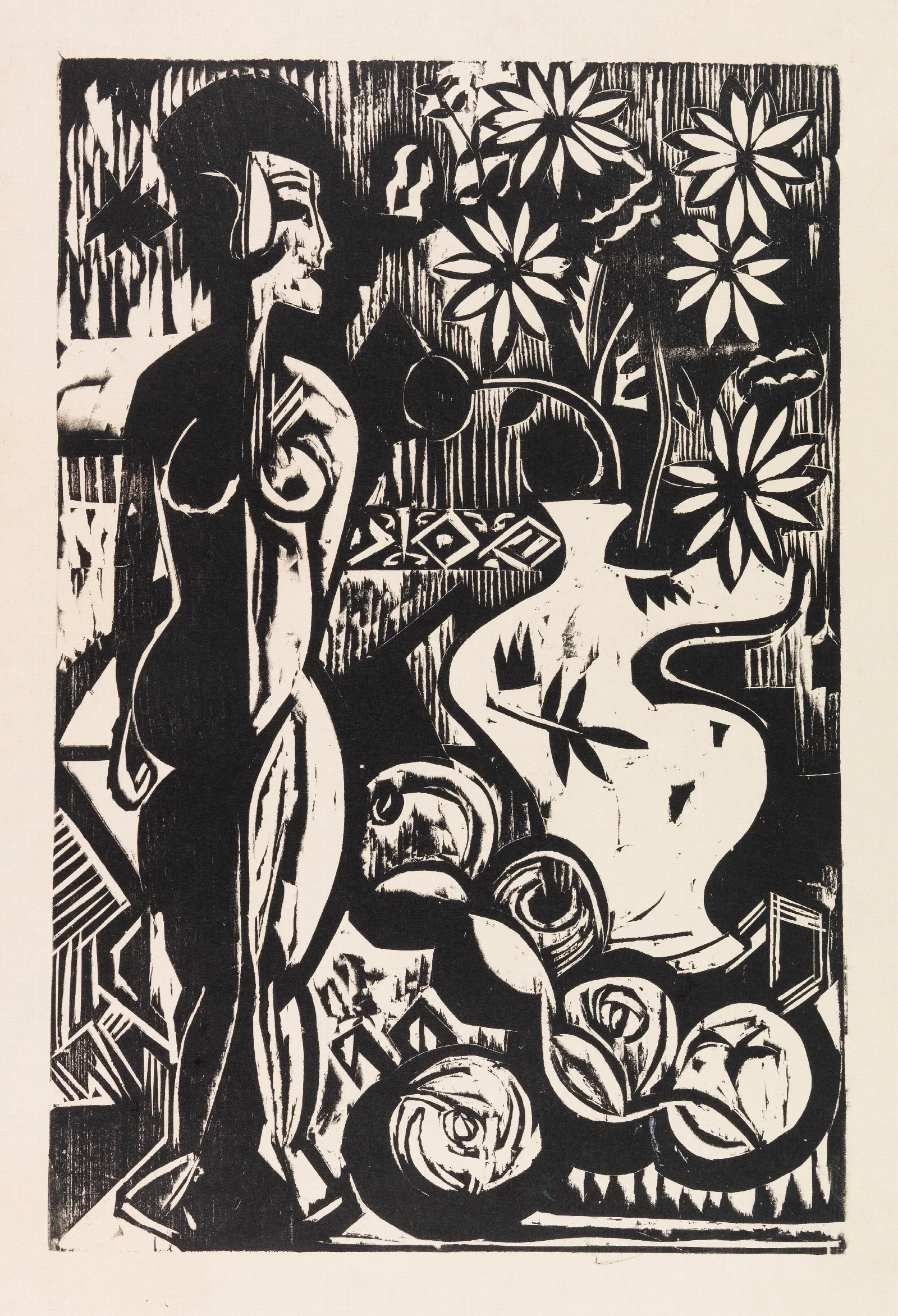 Stilleben Mit Plastik Wall Art by Ernst Ludwig Kirchner - Canvas Print