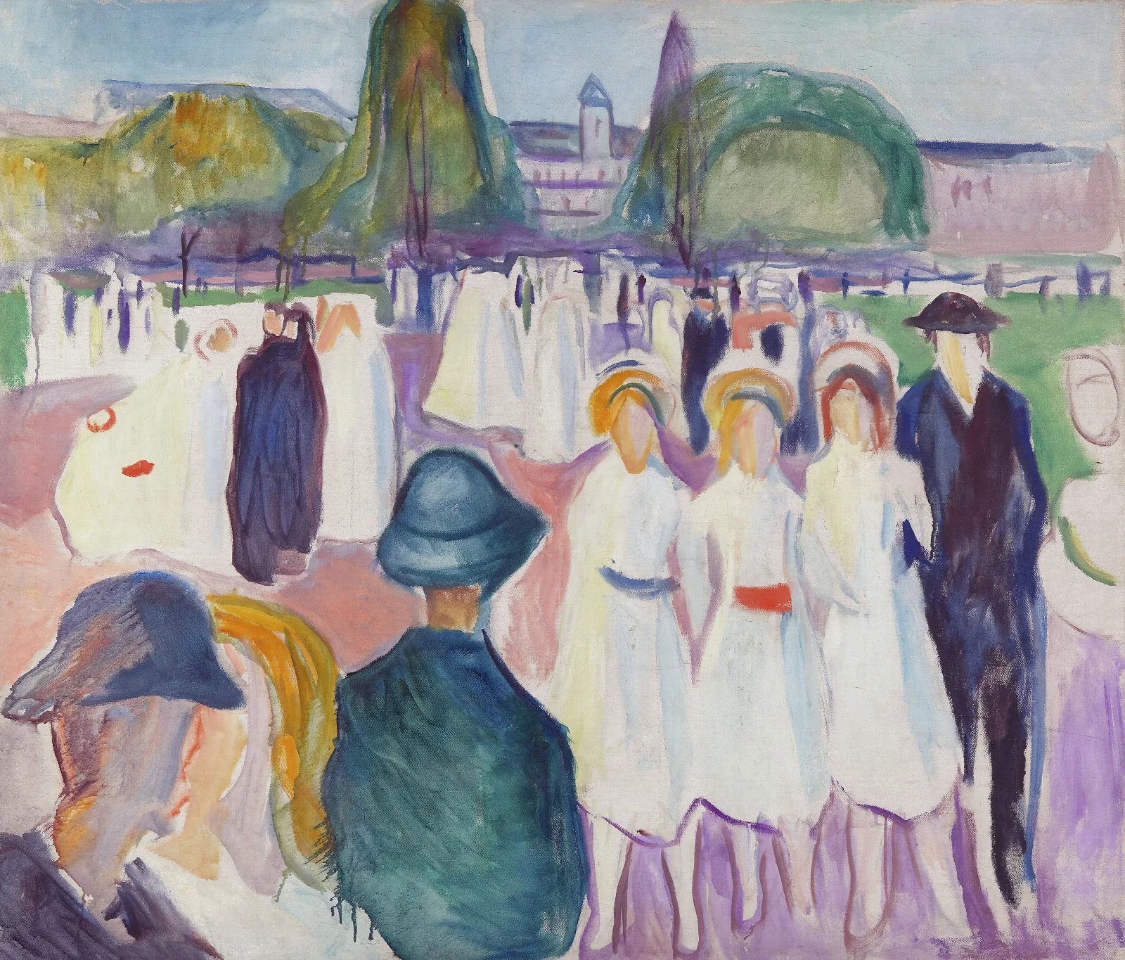 Promenade In Spring Wall Art by Edvard Munch - Canvas Print