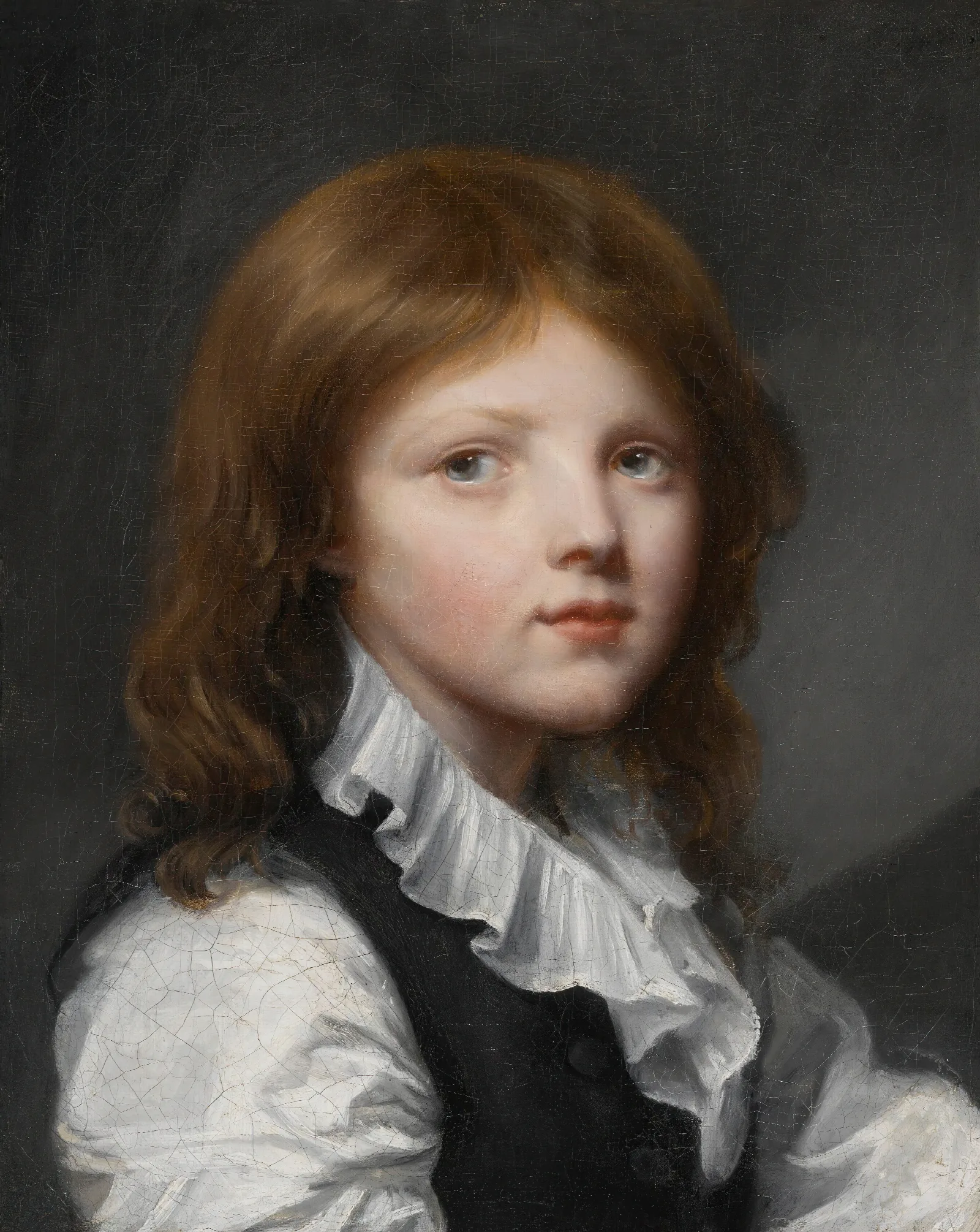 Portrait Of A Boy In A Black Waistcoat Turned To The Right Wall Art by Jean-Baptiste Greuze - Canvas Print
