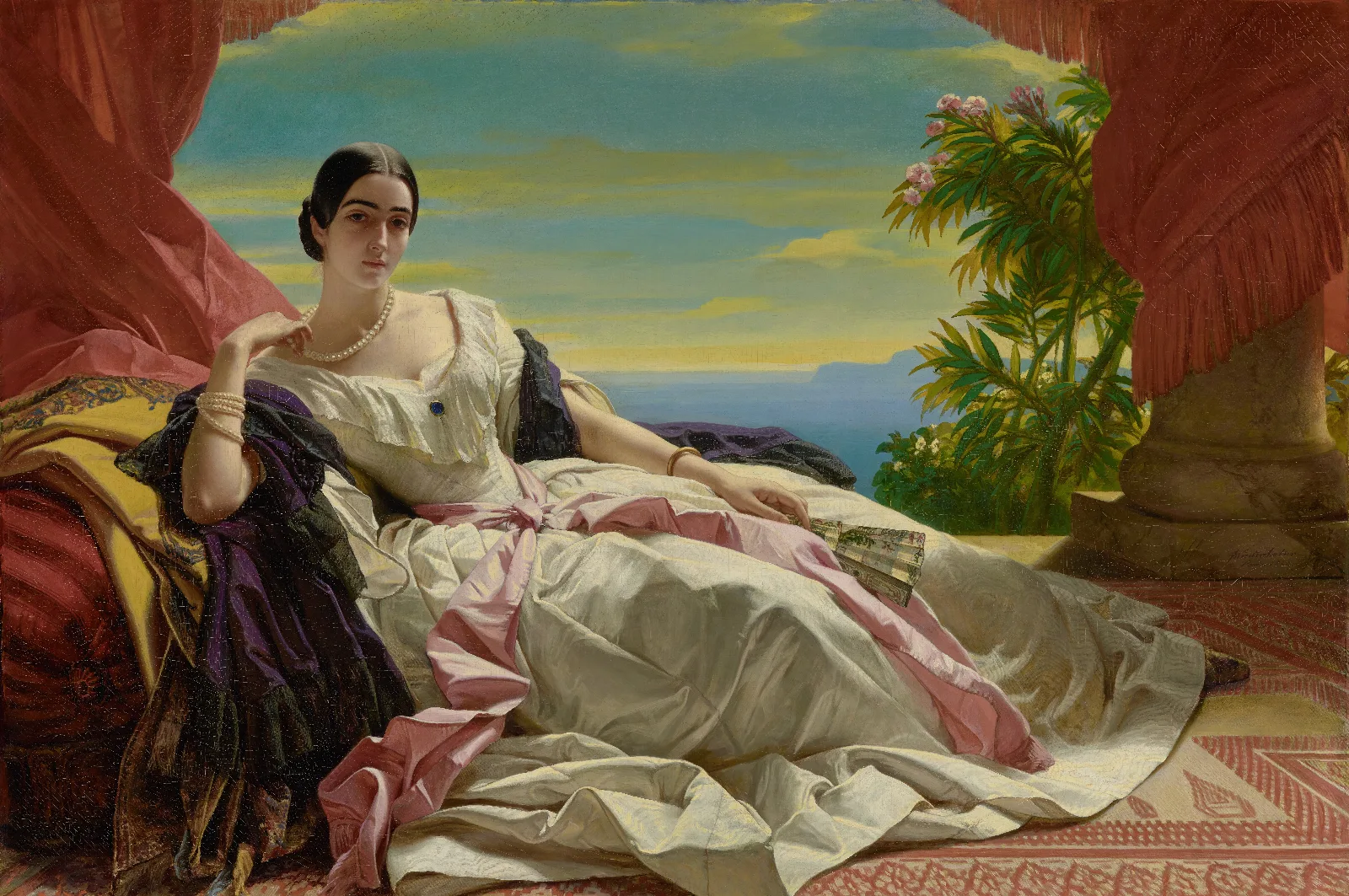 Portrait Of Leonilla Princess Of Sayn Wittgenstein Sayn Wall Art by Franz Xaver Winterhalter - Canvas Print